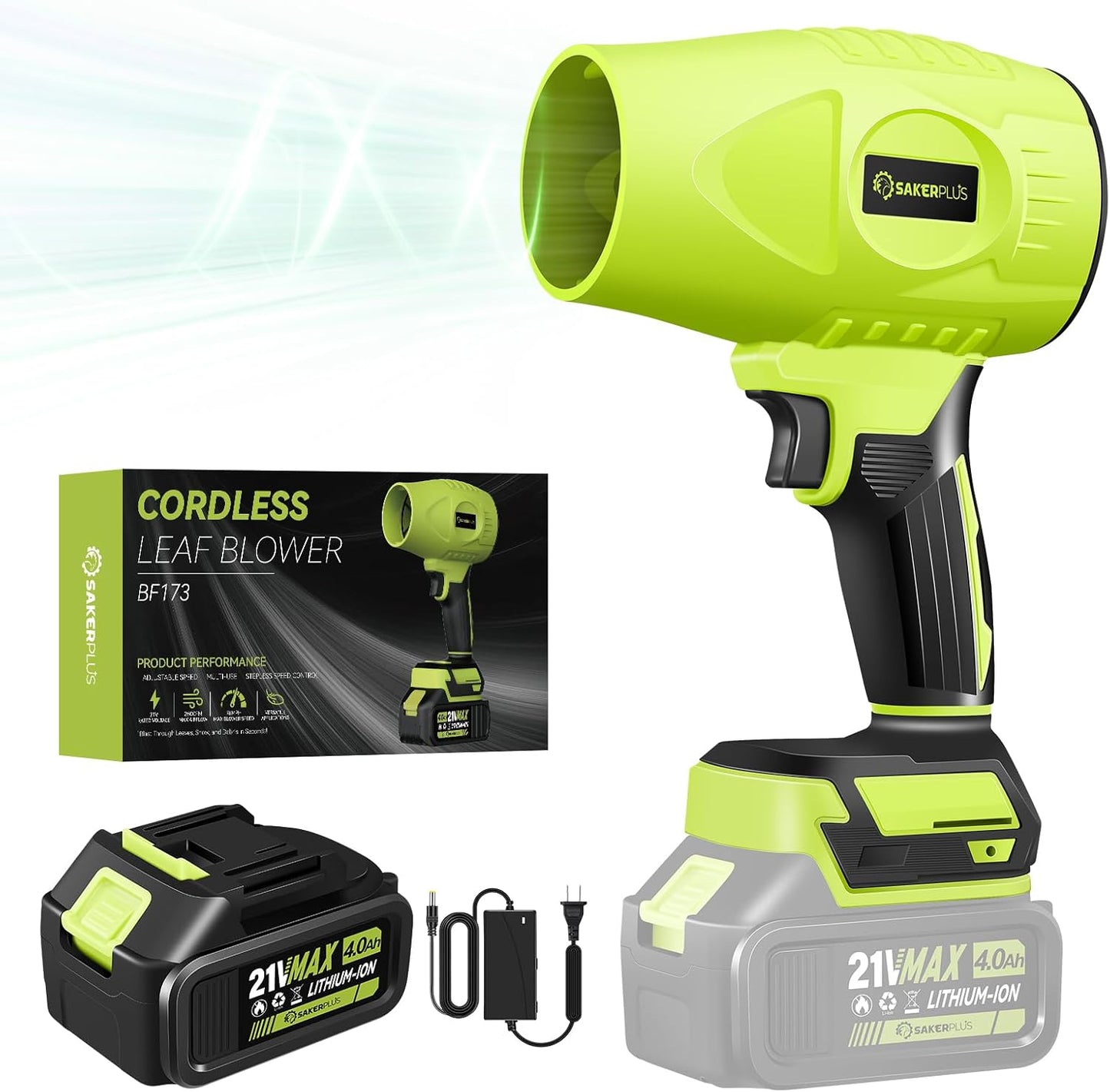 Portable Dust Cleaner, Leaf Blower Cordless, Handheld Blower, Hand Blowers for Lawn Care, Patio Cleaning, Leaves and Dust Blowing, 4.0Ah Battery and Charger Included (1 Battery)