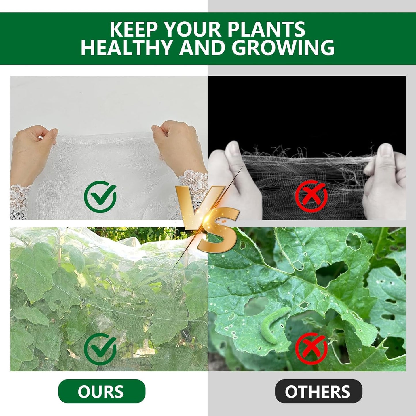 Garden Netting Kit for Raised Beds, 10x30FT Ultra Fine Mesh Netting＆ 6 Sets of 8FT Fiberglass Garden Hoops, Bird Barrier Protection Net Vegetable Plant Cover Fruit Flowers Row Cover