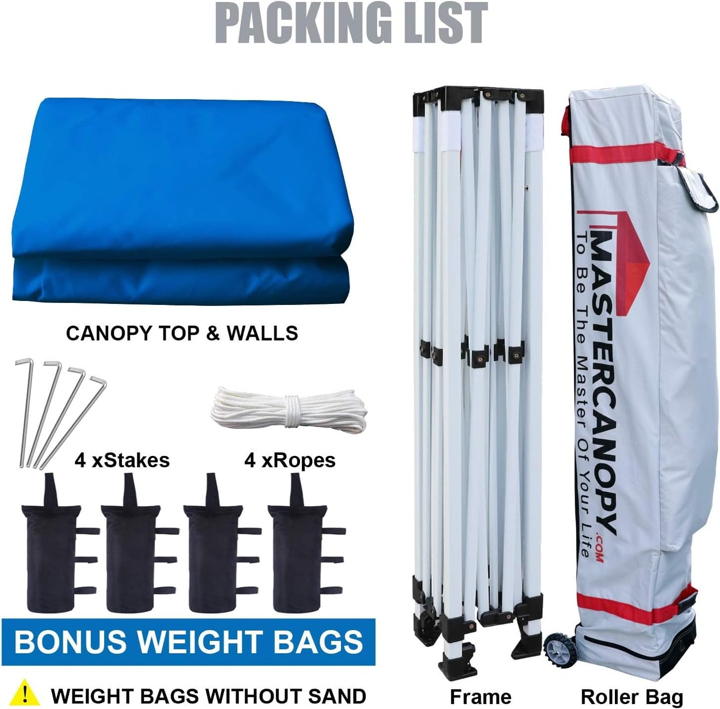 MASTERCANOPY Pop-up Canopy Tent with Sidewalls (10x15,Blue)