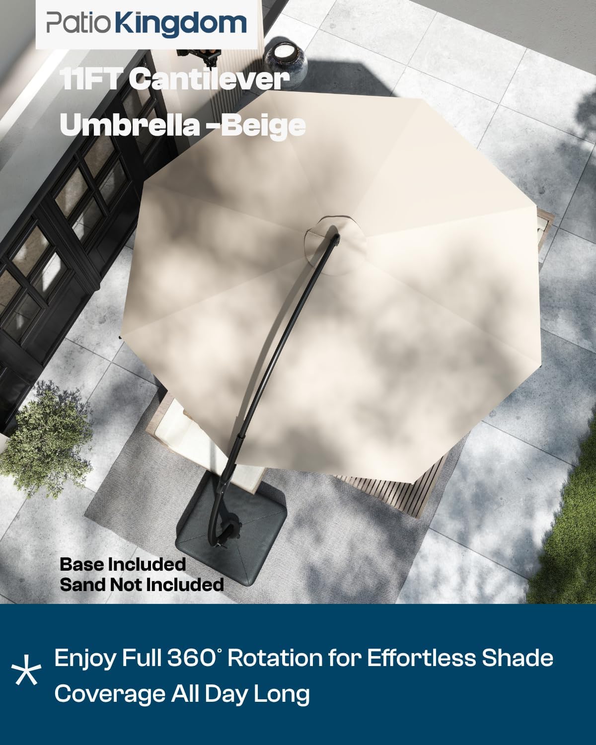 3-Piece Outdoor Bar Set with Beige 11FT Cantilever Umbrella, HDPE Tall Balcony Adirondack Chairs and Table, Outdoor Bar Stools for Patio (Terracotta)