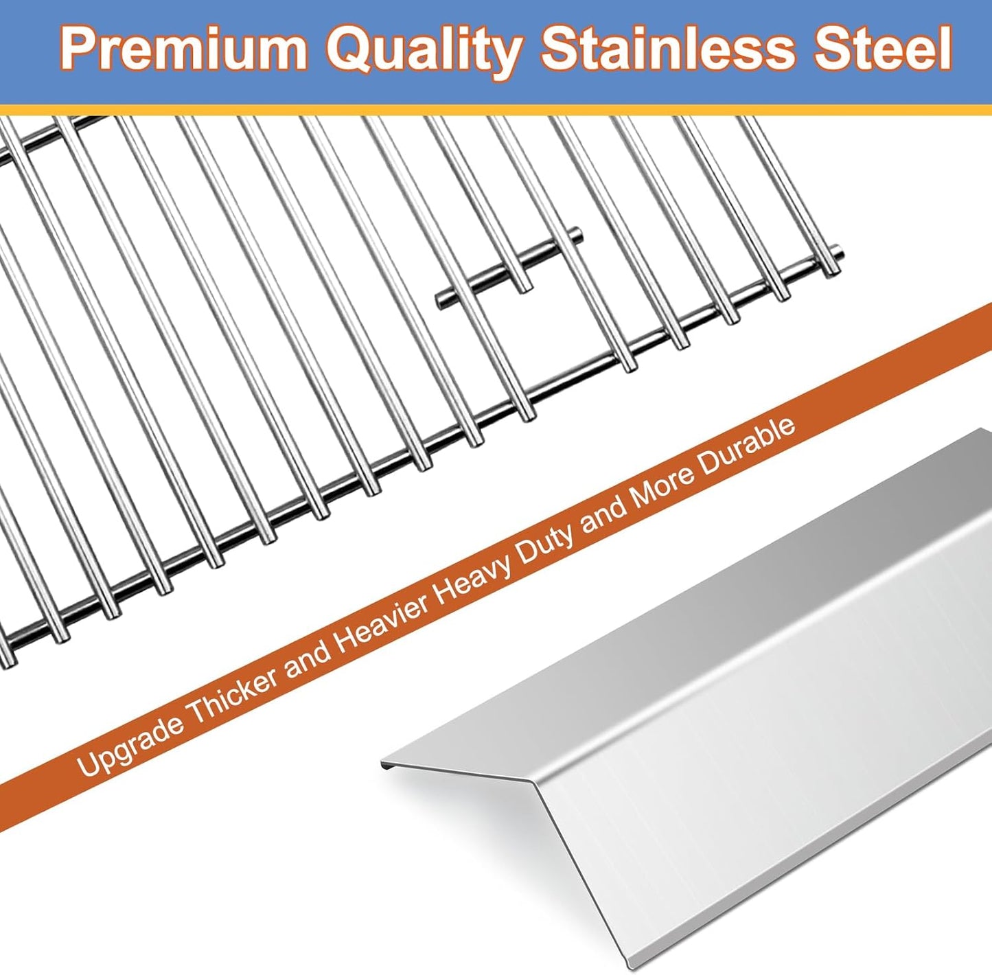 CGG-306 Heat Plates and Grill Grates Replacement for Home Depot Nexgrill 820-0033, Cuinart CGG-306, 820-0033M 820-0007B 820-0015 820-0007 820-0007G Stainless Steel Grill Flame Tamer