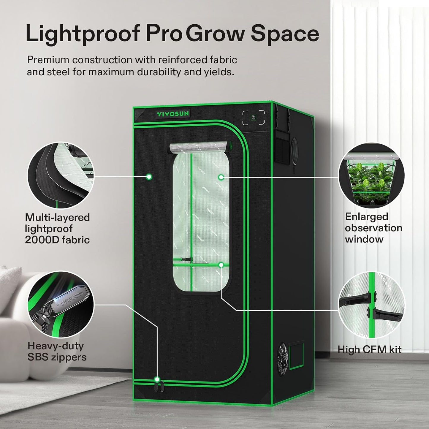 VIVOSUN GIY Plus Smart Grow Tent Kit, 3x3ft 3-Plant System, WiFi-Integrated Automatic Grow System with 2000D Mylar Grow Tent, Full-Spectrum Programmable Grow Light, Enhanced Ventilation & Circulation