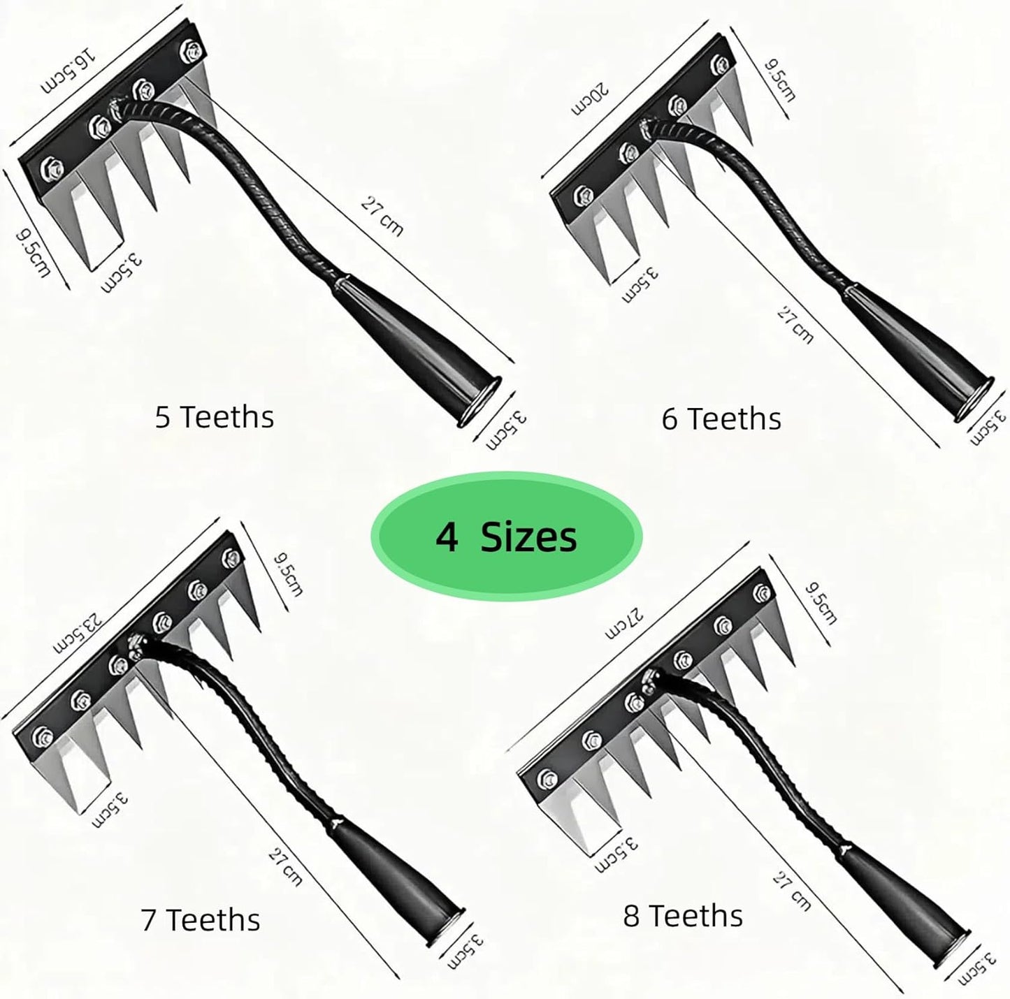 Gardenia Iron Weeding Rake, Iron Rake 2.0 for Gardening and Weeding, Detachable Double-Edged Blade Design Carbon Steel Heavy-Duty Weed Rakes,Hand Weed Puller Tools for Lawn Yard Garden Farm (5 teeths)