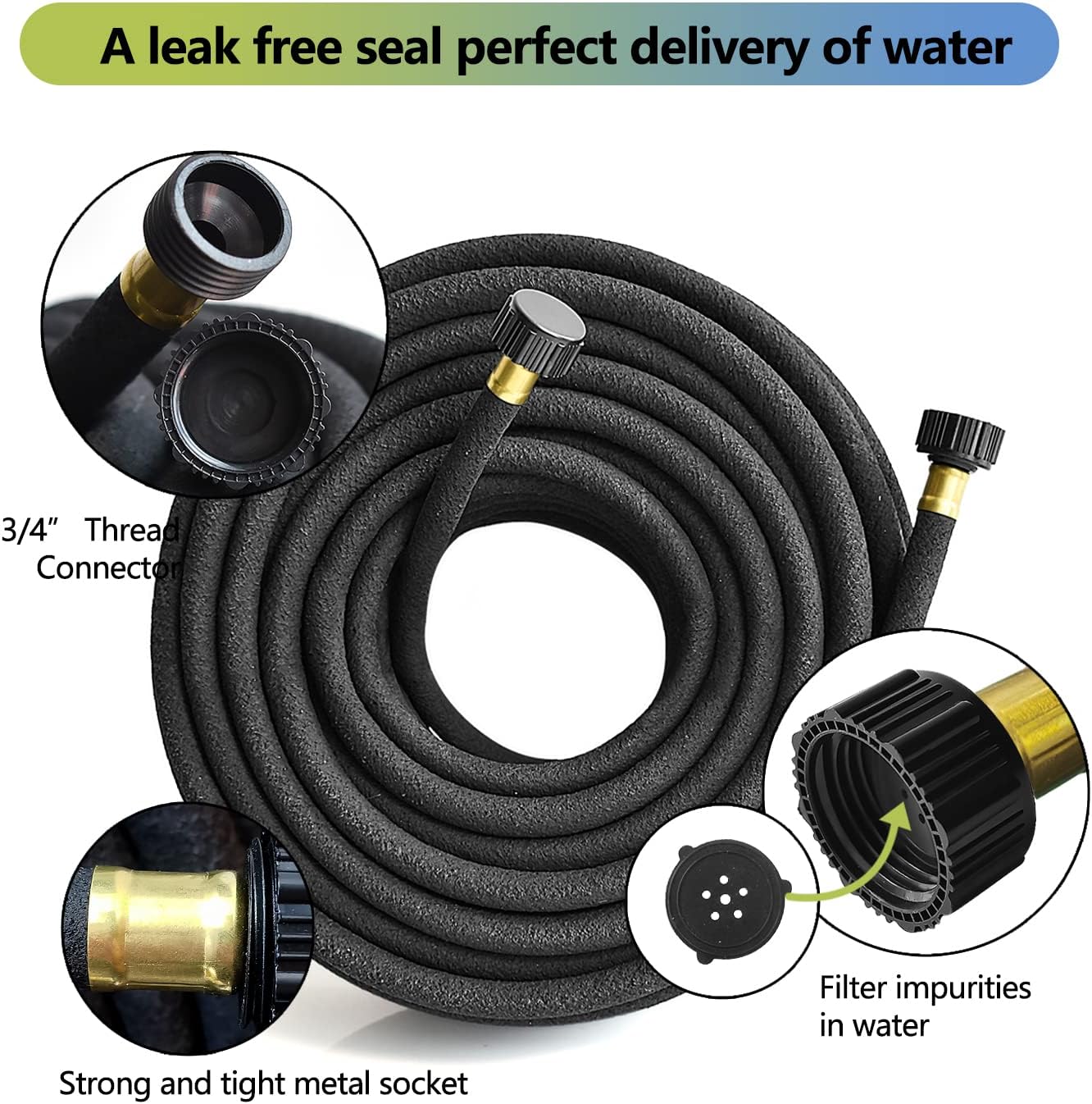 Soaker Hose 100 Ft for Garden Beds with Fittings Kit, 1/2’’ Soaker Hose for Foundation Watering, Heavy Duty Water Saving Drip Hoses for Lawn, Landscaping, Garden(100 FT)