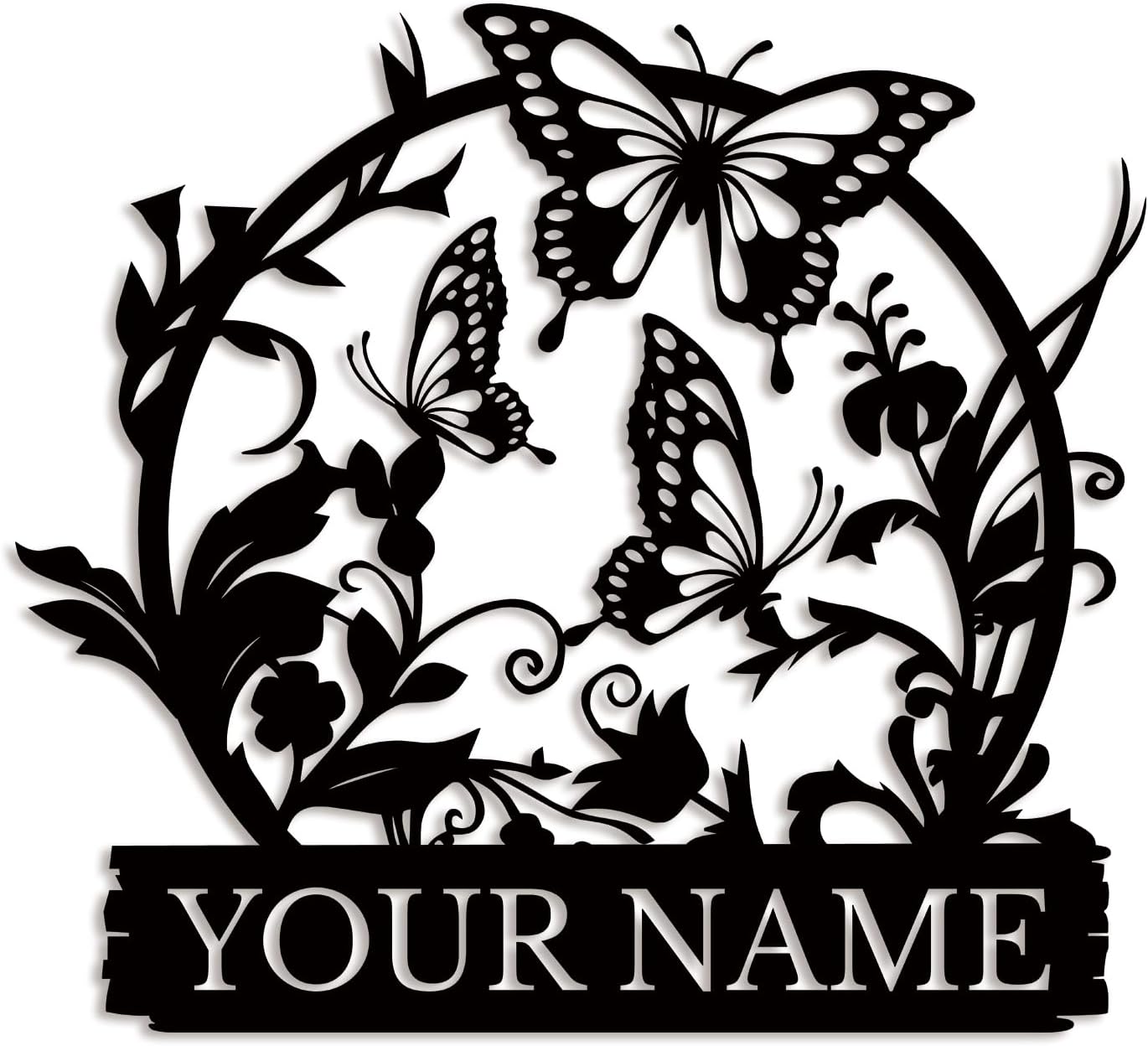 Custom Butterfly Metal Sign,Personalized Butterfly House Number Signs,Personalized Gardener Name Sign,Garden Patio Wall Decor (Style-4)