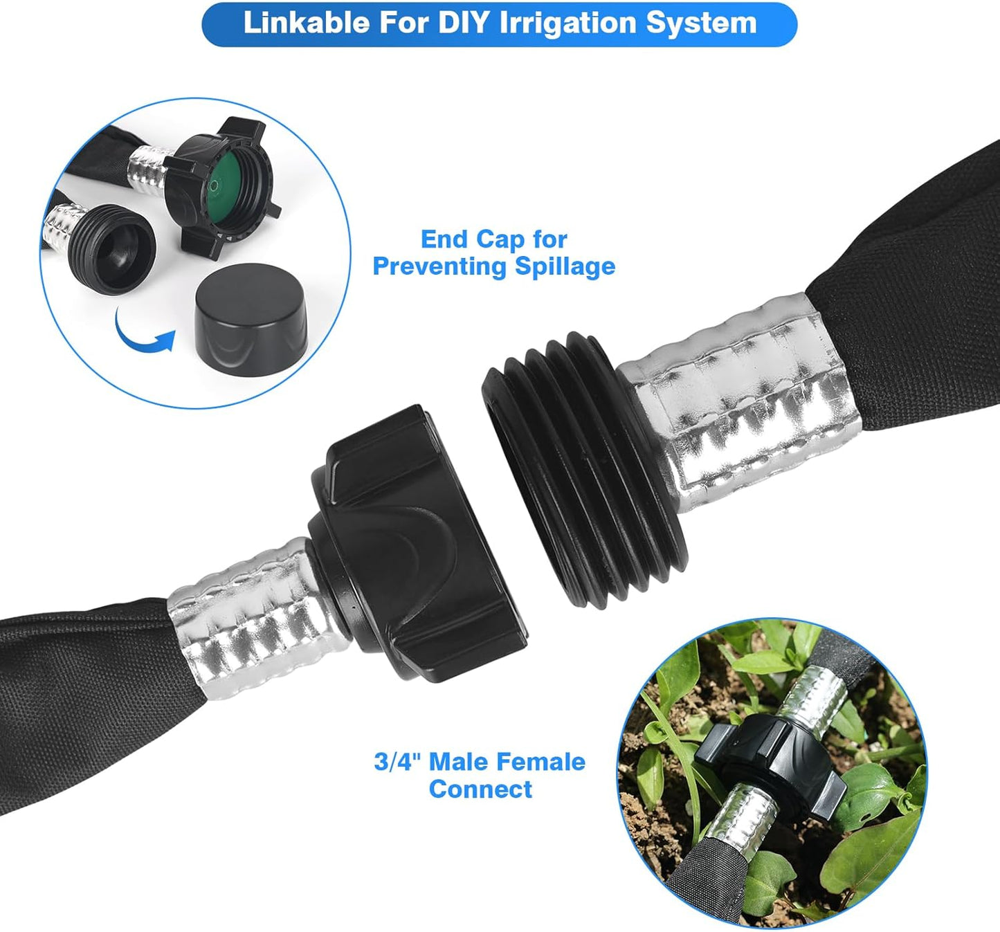 Flat Soaker Hose 20FT,Drip Hose for Garden Beds Linkable Irrigation System Lightweight and Easy Watering for Tree Plant and Save 80% Water for You (20FT)