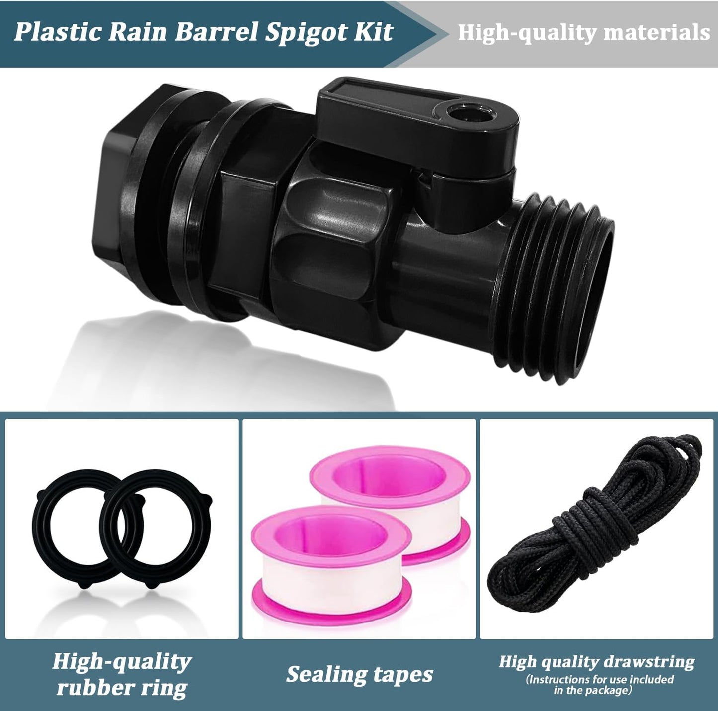 Rain Barrel Spigot Kit 4 Kit Water hose Shut-Off Ball Valve Plastic Garden Hose Shut Off Valve+3/4 GHT Rain Barrel Bulkhead Fitting for Rain Barrels Water Tank Pond Aquarium Tubs Pools Spigot