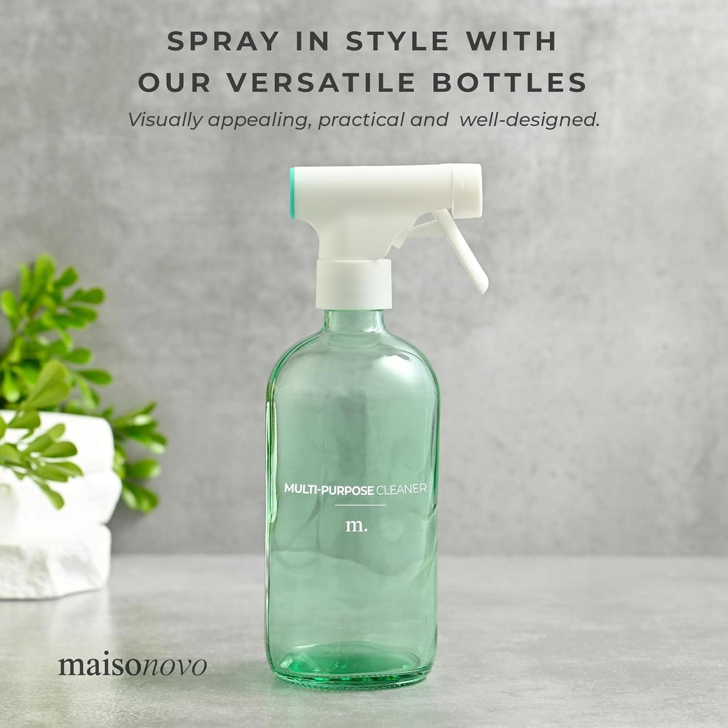 MaisoNovo Spray Bottle for Plants - 16.9 fl oz Green x 2 with 16 Labels