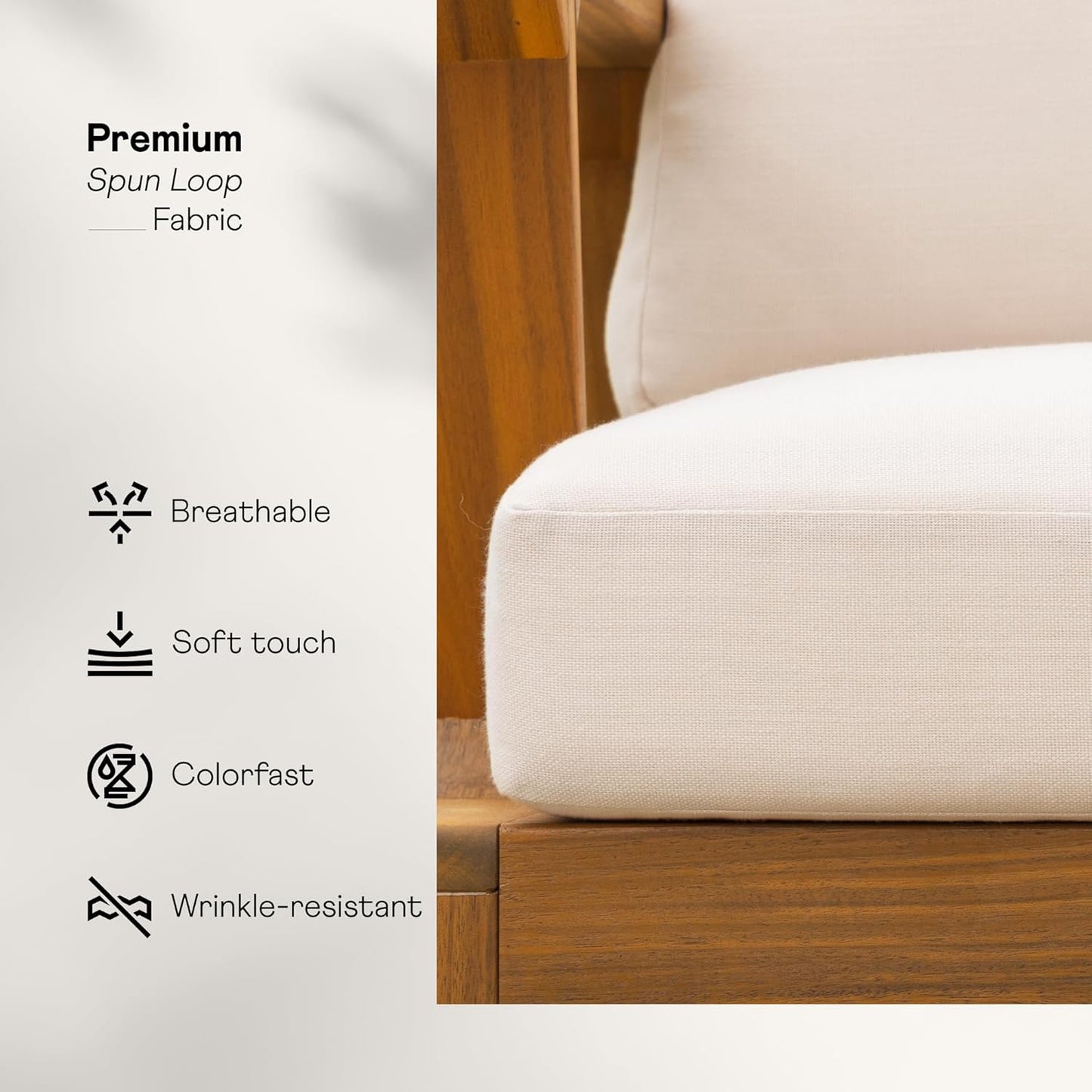 IDZO Jasper Solid Acacia Wood Loveseat Patio Set with Beige Cushions & Coffee Table – Modern Outdoor Furniture for Poolside, Garden, or Deck