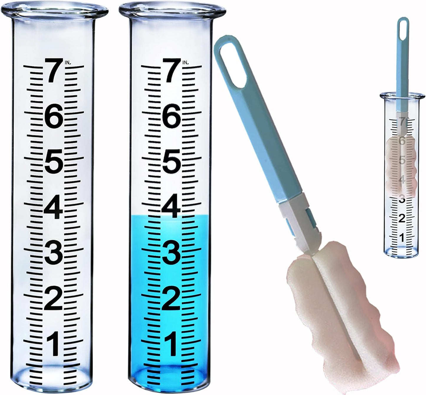 JMBay rain Gauge Replacement Tube Glass, 7 inch Glass rain Gauge Replacement Tube with Lip, rain Gauge Tube Outdoor for Yard Garden, with Clean Tube Brush, Best Rated,2 Packs