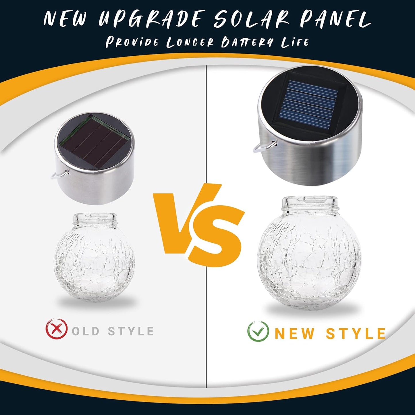 GIGALUMI 8 Pack Solar Outdoor Hanging Lights - Warm White LED, Water Resistant, Glass, Rechargeable Battery