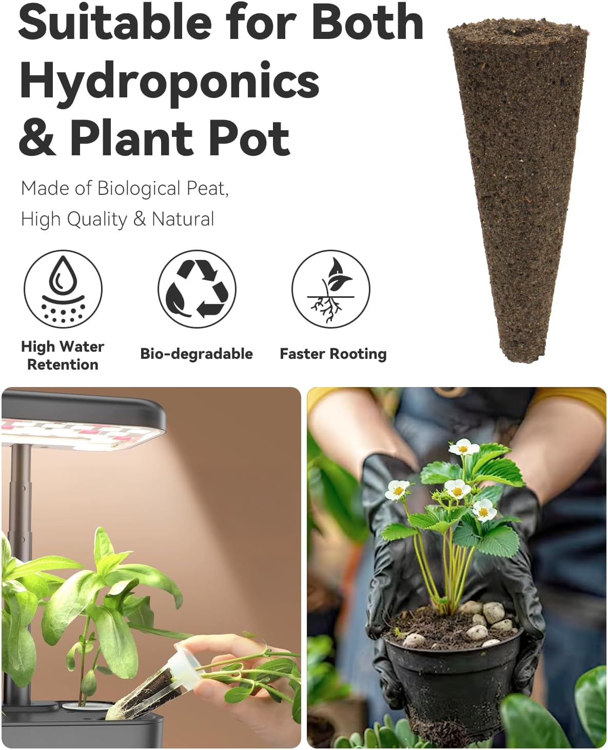 LYKOCLEAN Hydroponic Seed Pod Kit Compatible with AeroGarden, Ahopegarden, iDoo, MUFGA, 8 Pods Complete Growing Anything Garden Supply with Strawberry Seeds, Grow Sponges, Baskets, Domes, Labels