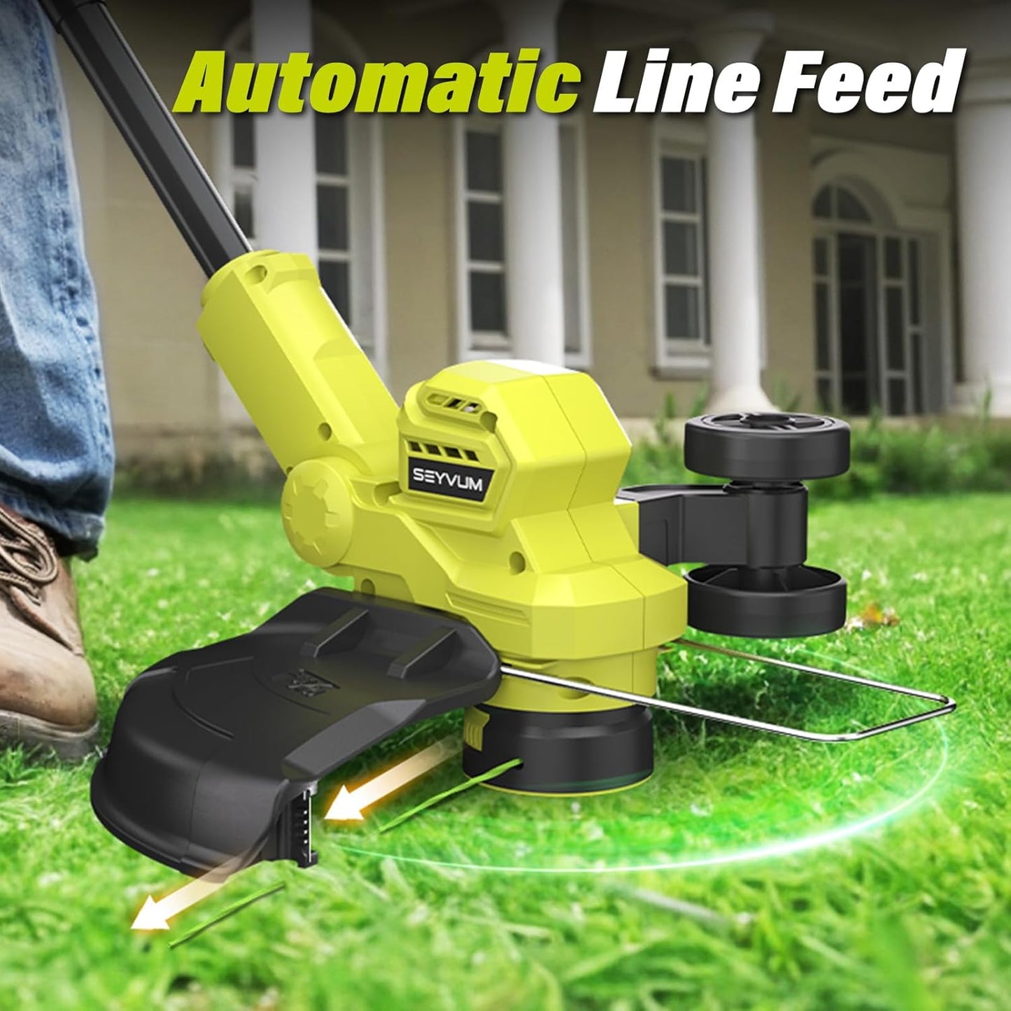 SEYVUM 20V String Trimmer and Leaf Blower Combo Kit, 12-inch Cordless Weed Trimmer with 6 Pcs Grass Cutter Spool Line, 500 CFM Electric Leaf Blower for Lawn Care with 2 X 4.0Ah Battery and Charger