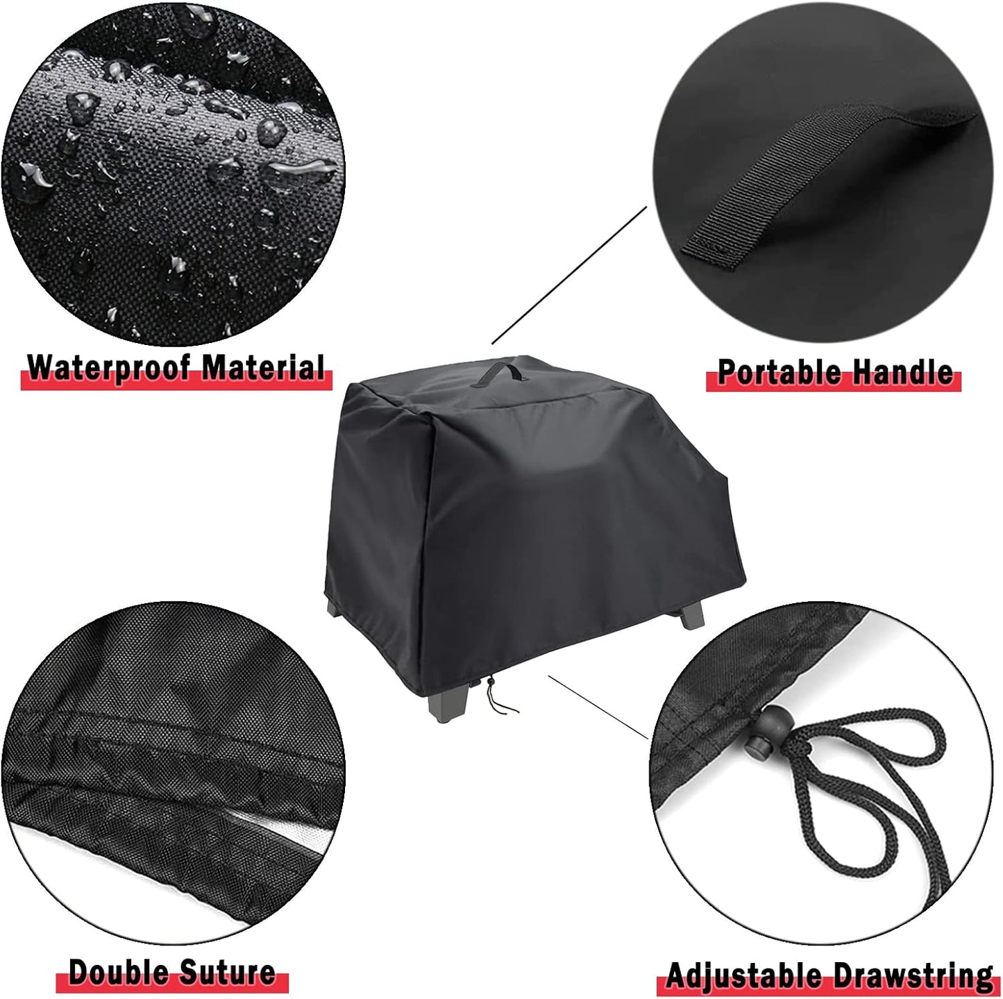 Kingling Pizza Oven Cover for Cuisinart CGC-403 3-in-1 Pizza Oven Grill, Waterproof Outdoor Grill Cover - 28''L x 21''W x 17.5''H