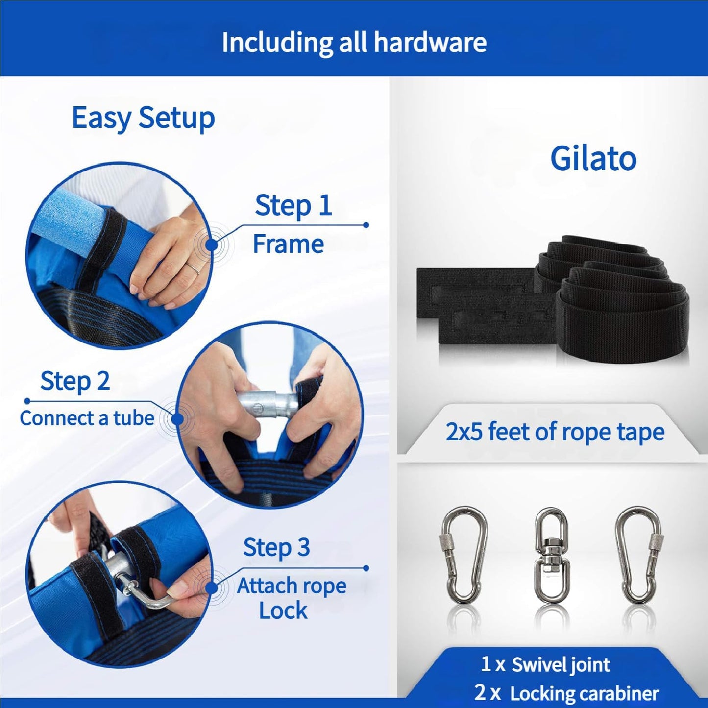 60-Inch Heavy-Duty Rectangle Platform Swing for Backyards - 700lb Capacity Waterproof Outdoor, Kids & Adults Tree Swing (Blue)