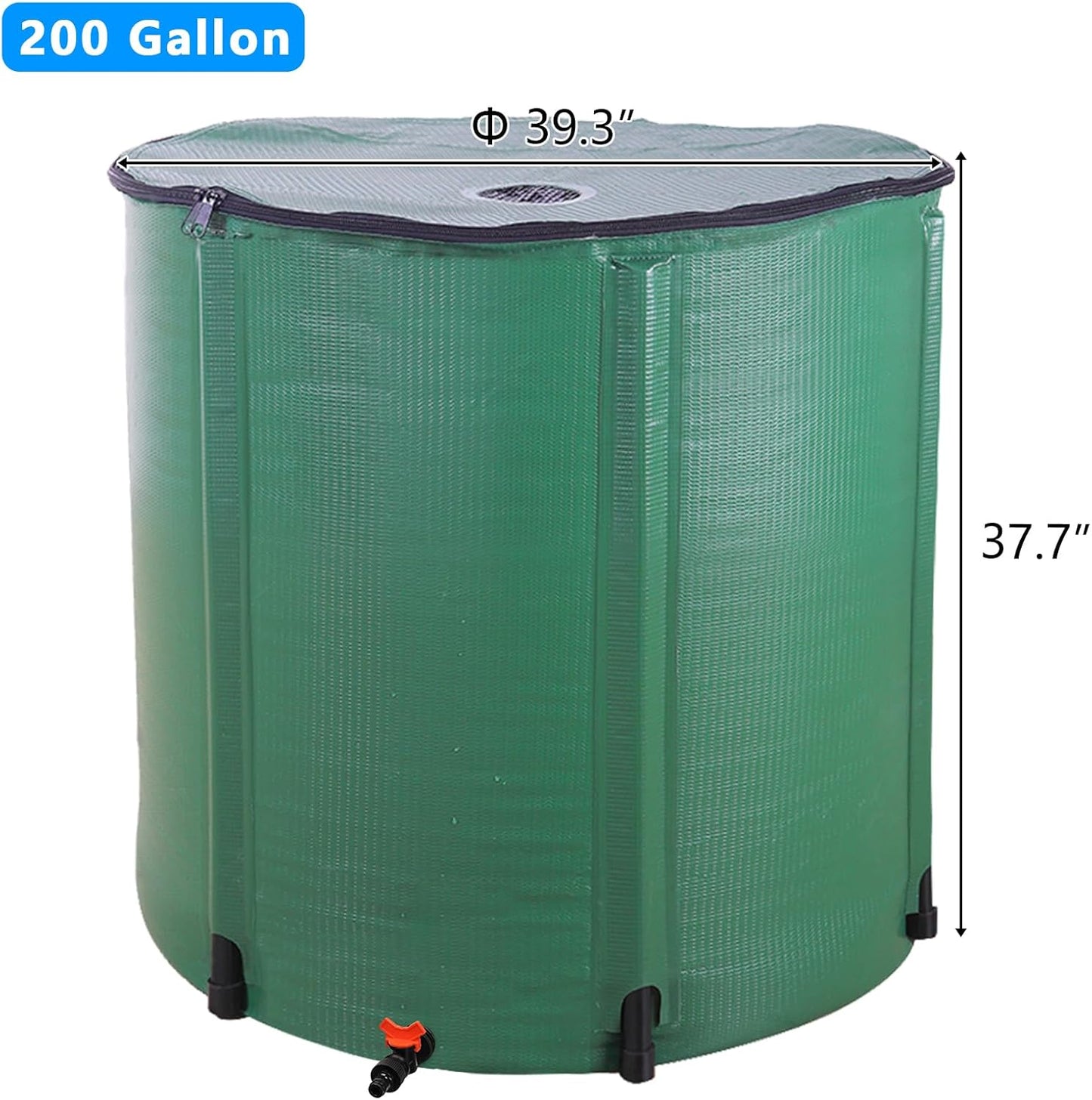 Collapsible Rain Barrel, 200 Gallon Portable Rainwater Collection System, Water Storage Tank, Rain Catcher Barrel with Spigots and Overflow Kit, Rain Water Barrel Collector for Garden, Green