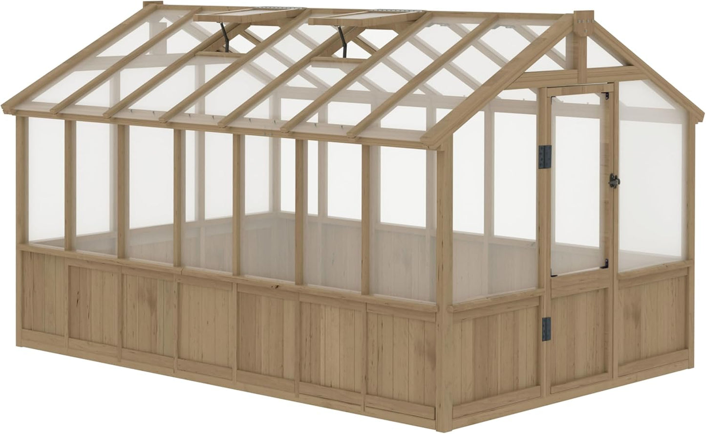 BlueWish 8x14FT Greenhouse, Greenhouses kit with Cedar Frame, Wood Greenhouse with Adjustable Vent, Lockable Door, Green House for Outside, Garden, Backyard,Light Brown Mocha