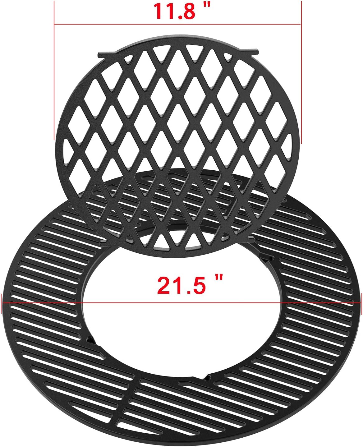 onlyfire Cast Iron Grill Grate Replacement Gourmet BBQ System for Weber 22inch Kettle Charcoal Grills