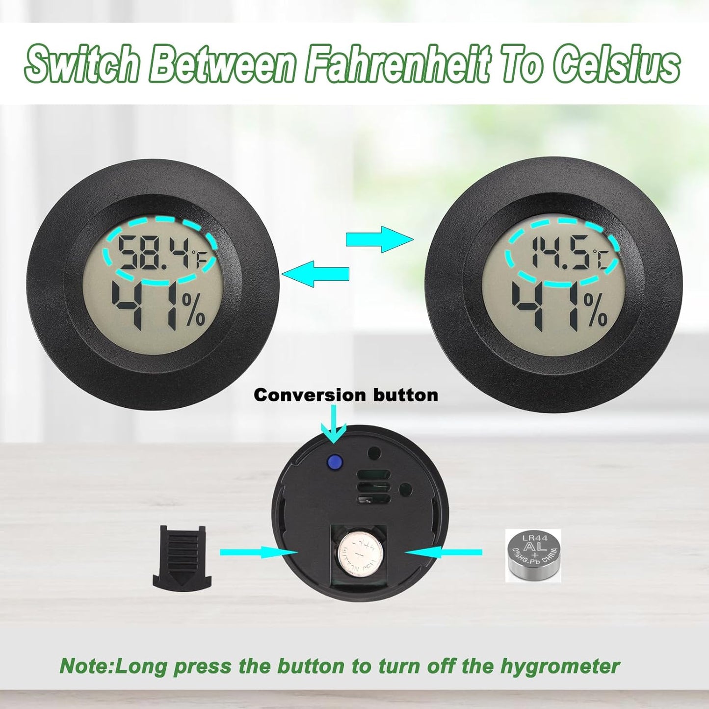 Mini Hygrometer Digital Thermometer Humidity Meter 6 Pack Hygrometer Thermometers Indoor/Outdoor Humidity Monitor Reptile Thermometer for Humidors Greenhouse Garden Cellar Fahrenheit(℉)/ Celsius(℃)