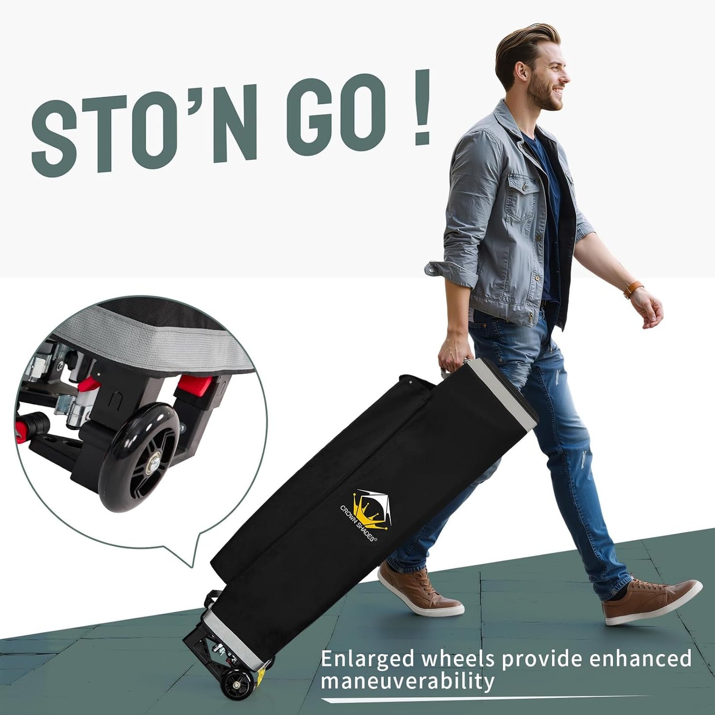 CROWN SHADES 8x8 Pop Up Canopy Tent,Commercial Canopy Tent Heavy Duty with 4" Wheels,4 Upgraded Weights,Patented Centerlock,400D Strength Oxford Fabric, Sto'N Go Bag,for Parties, Events, Camping,White