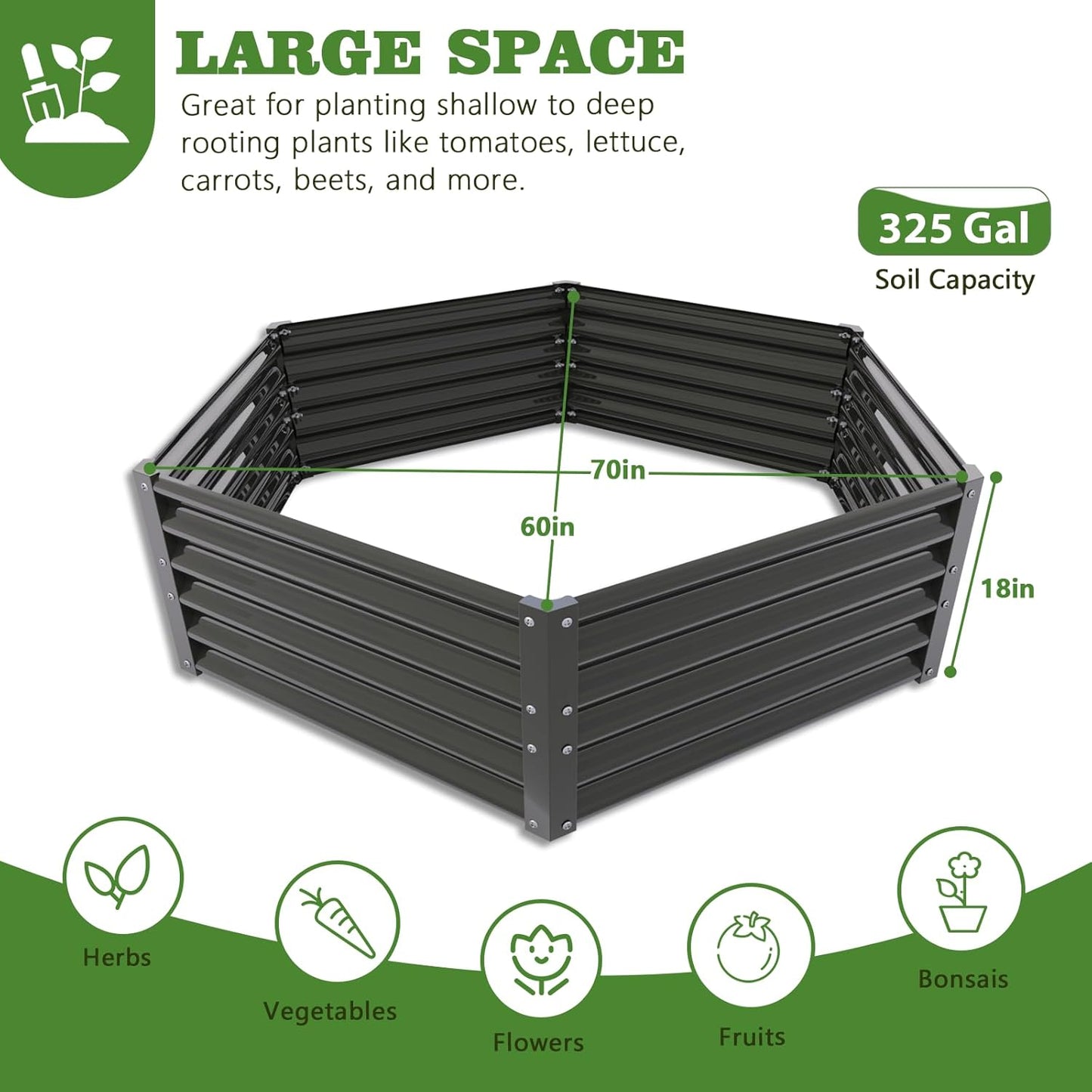 A ANLEOLIFE 33-Pack Deep Root Galvanized Raised Garden Beds Outdoor for Planting Vegetables Flowers Herb, Quartz Grey
