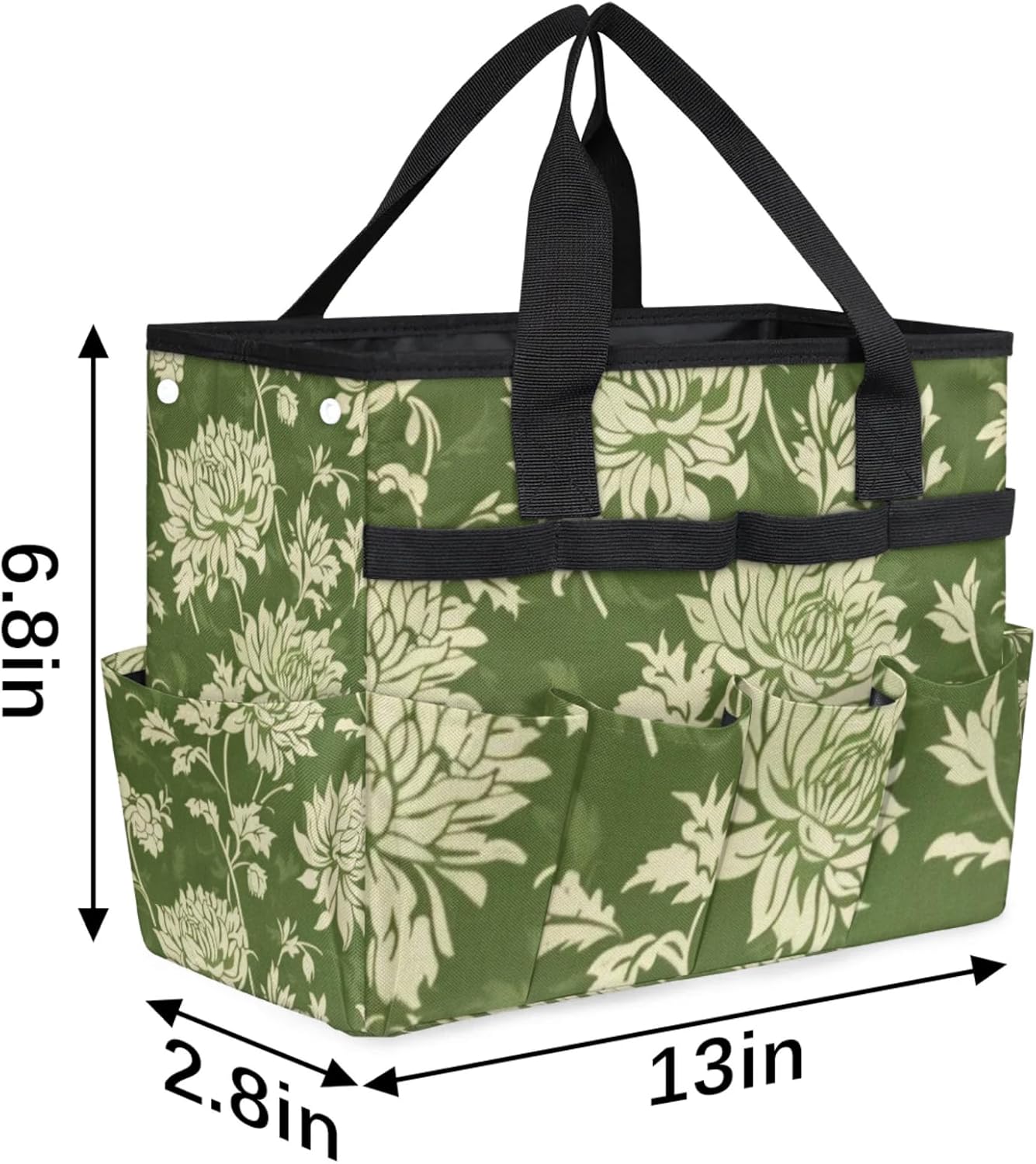 Spring Leaves Gardening Tool Bag,Heavy Duty Garden Tote Bag,Portable Oxford Gardening Storage Basket Organizer Handbag with Pockets Handle,Hand Tools Gifts for Outdoor Garden Lawn Yard