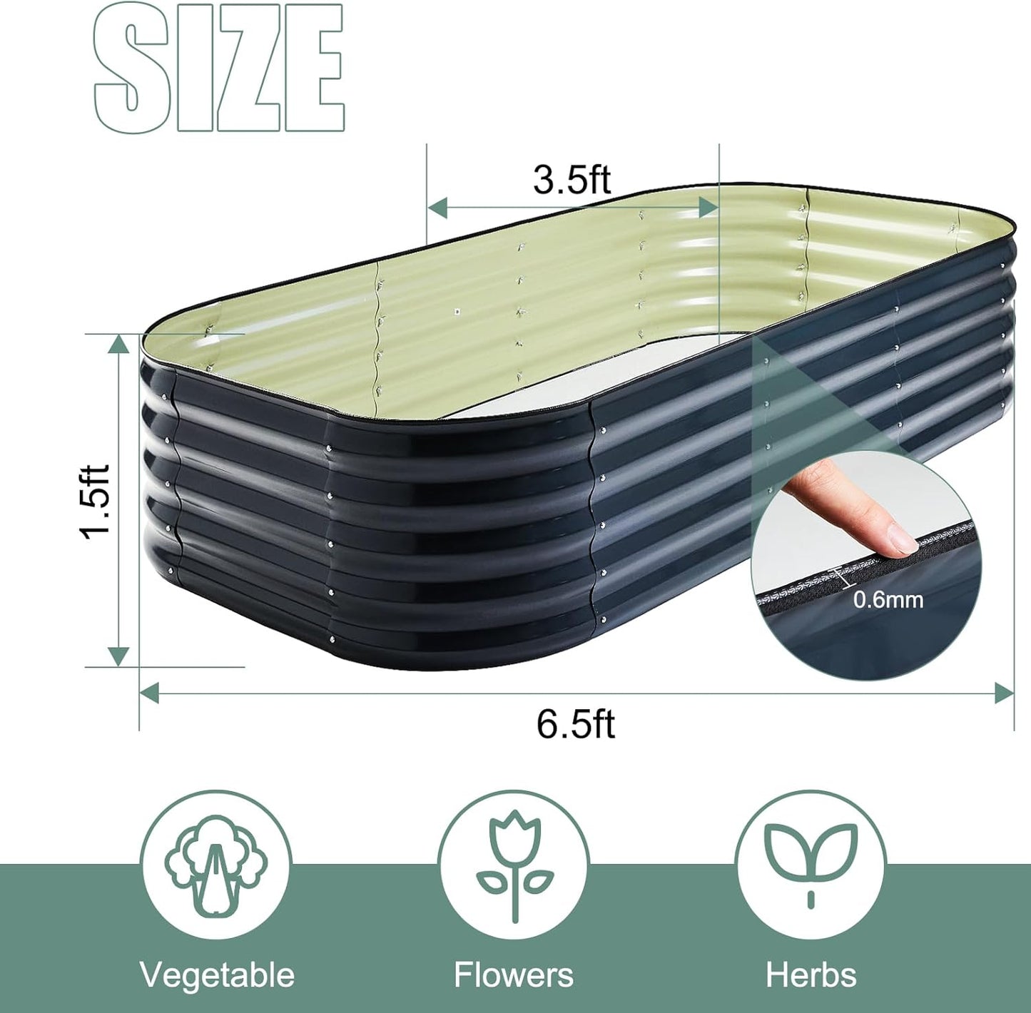 Galvanized Steel Raised Garden Bed 8x2ft Oval - 17" Tall 9-in-1 Modular Planter Box for Vegetables/Flowers, Rust-Proof Metal Outdoor Planters Rubber Edging (Grey)