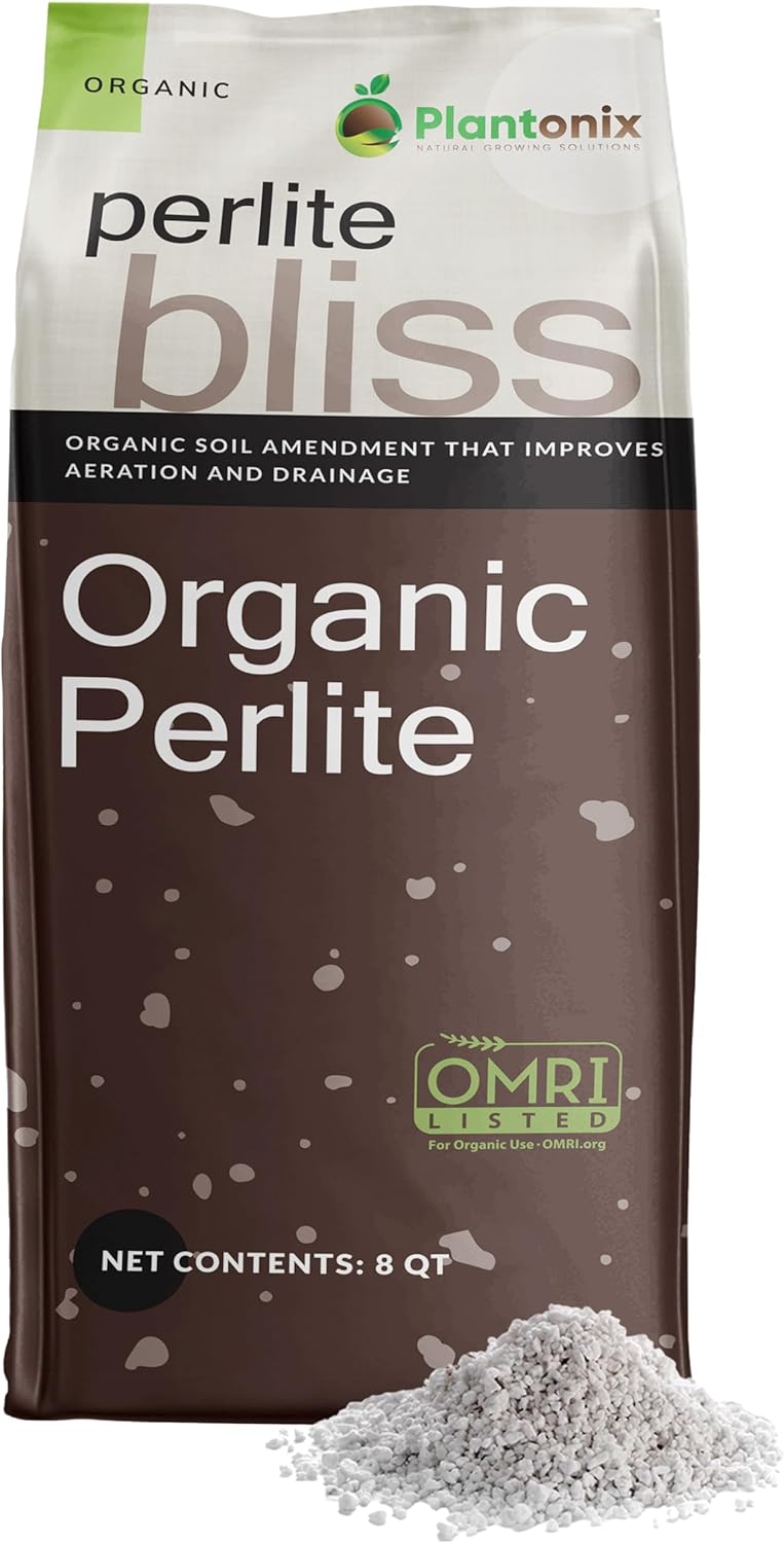 Perlite Bliss (8 Qts) - Organic Perlite for Plants - Coarse Perlite Bulk Soil Amendment - Chunky Perlite for Plants, Potting Soil, Garden Soil, & Coco Coir - Horticultural Perlite for Gardening