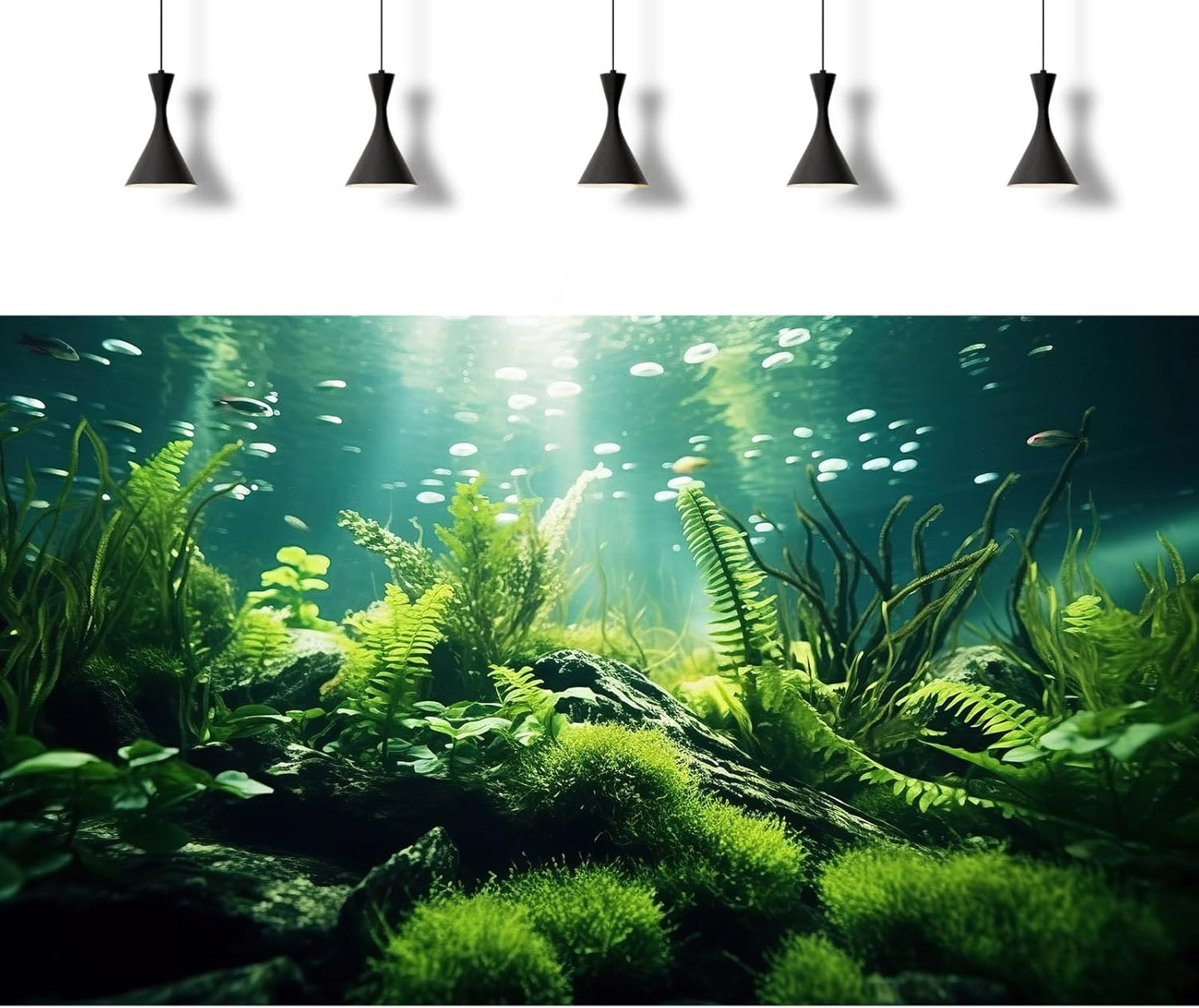 Underwater Fish Tank Background Under The Sea Aquatic Plants Aquarium Background Ocean Floor Rock Terrarium Backgrounds Tropical Fish Green Seaweeds Aquarium Backgrounds for Fish Tank Decor 48x20in