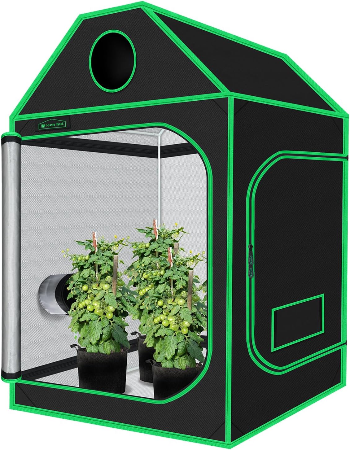 4x4 Grow Tent, 48"x48"x72" Roof Cube Plant Grow Tents with Observation Window and Floor Tray for Indoor Plant Growing Seedling