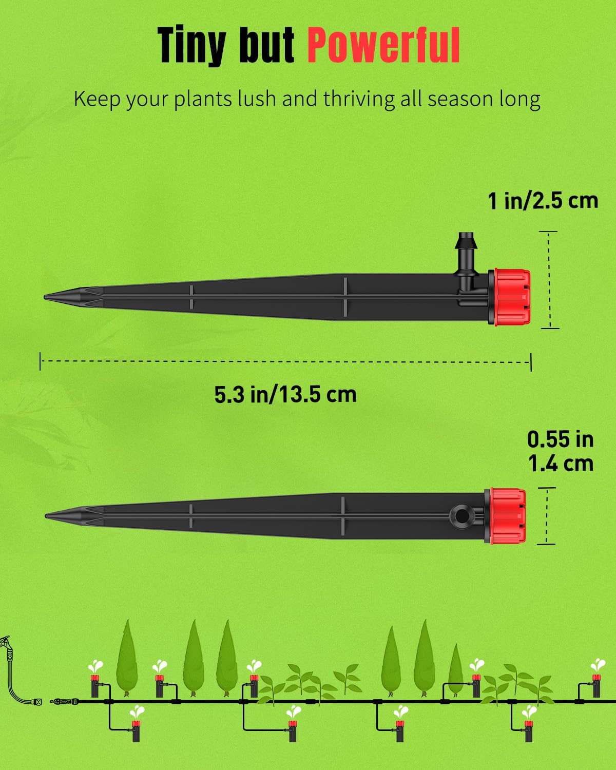 Pawfly 30 Pcs Drip Irrigation Emitters, Drip Emitters for 1/4" Drip Irrigation Tubing, Sprinkler Heads with Adjustable 360 Degree Water Flow, Garden Drippers for Plants Watering System