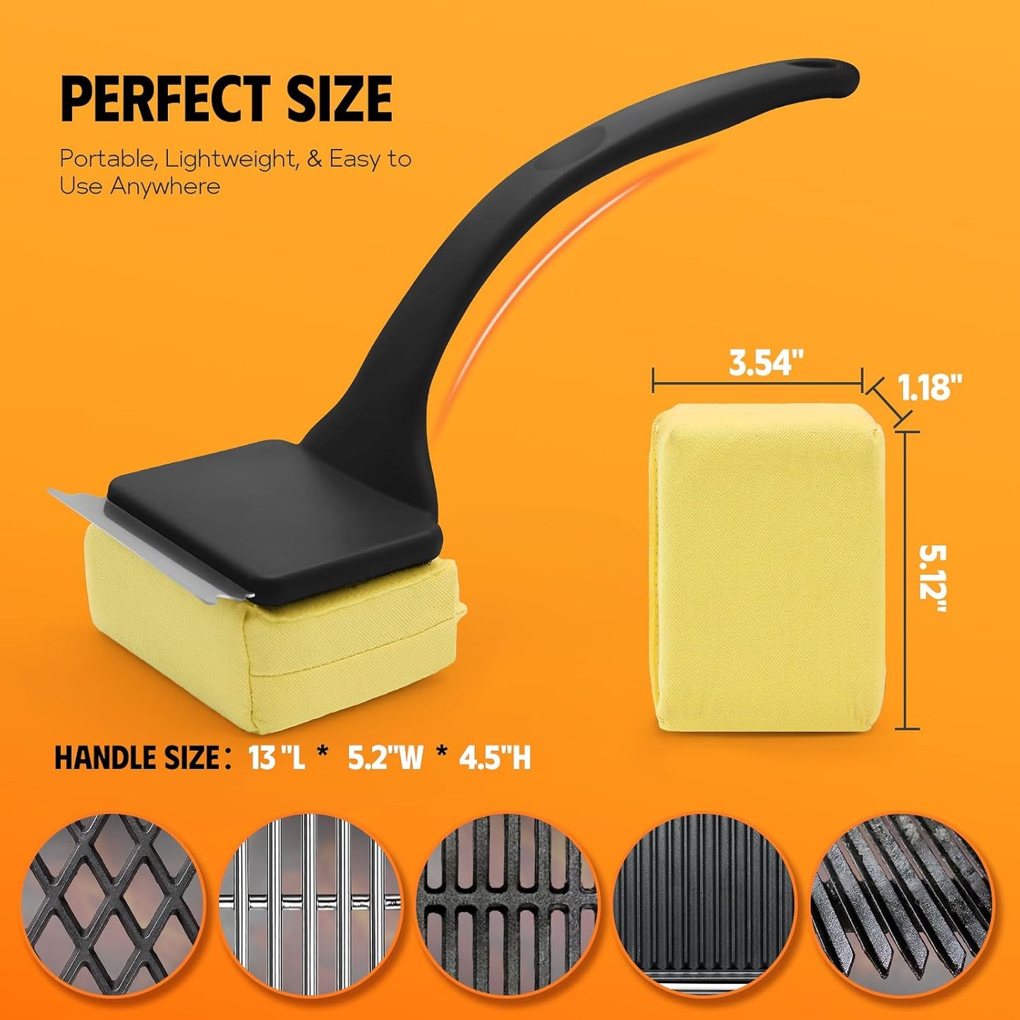 MEKER 3 PCS Grill Replacement Head, Yellow (NO Grill Brush)