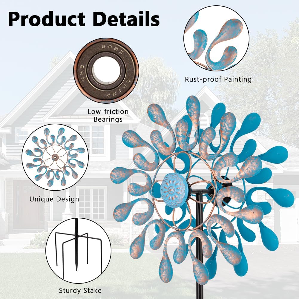 Metal Wind Spinner,Outdoor Wind Spinners & Sculptures for Yard and Garden Art Decor,Garden Windmill for Patio,Lawn