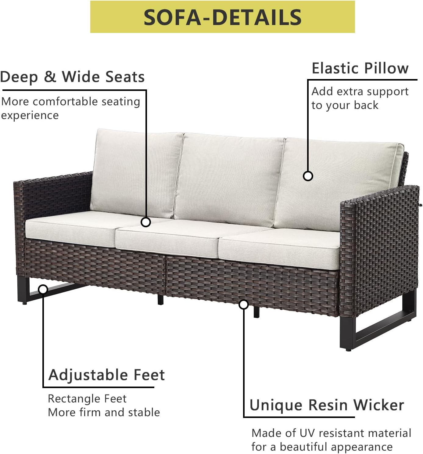 HUMMUH 10 Piece Patio Furniture PE Wicker 6-Seater Outdoor Sectional Sofa with Dinning Table Patio Swivel Chairs Outdoor Chairs for Porch,Garden,Backyard,Deck(Brown/Beige)