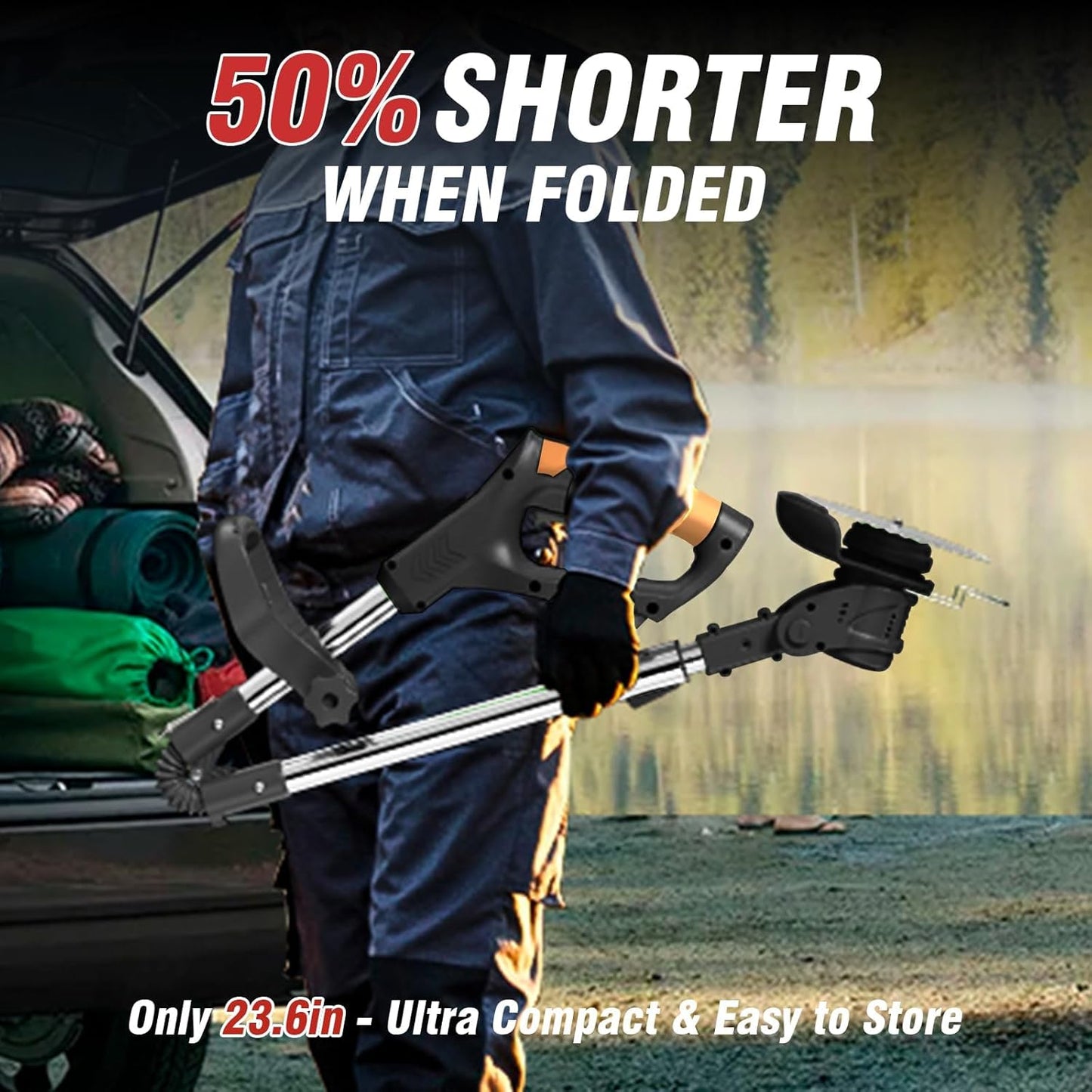 ALSO GO 24V Electric Weed Wacker Grass Trimmer with 2 pcs Batteries & Fast Charger, 3 in 1 Stringless Lightweight Brush Cutter/Edger/Mower with 3 Types Blade & Wheels for Garden and Yard Lawn