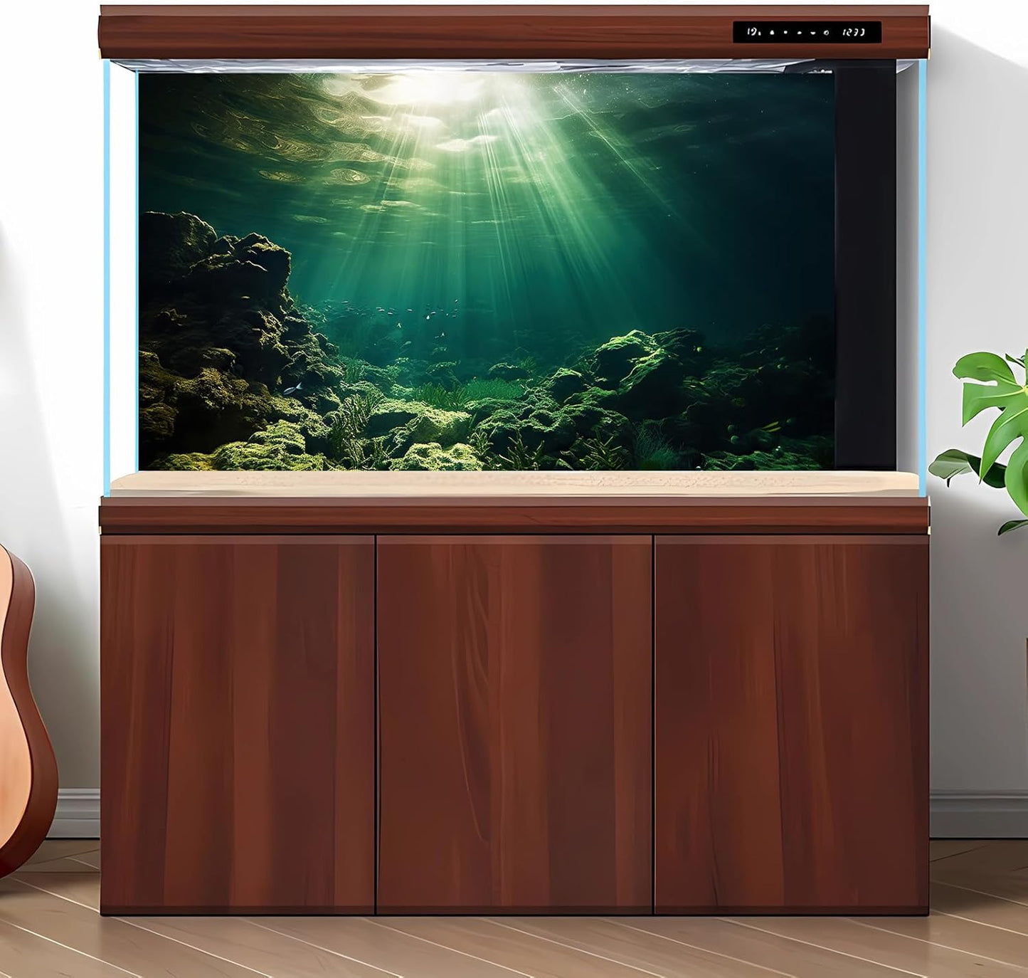 Under The Sea Aquarium Background Underwater Fish Tank Background Ocean Floor Rock Cave Sunray Terrarium Backgrounds Tropical Fish Ocean World Aquarium Reptile Tank Backgrounds 36x20in