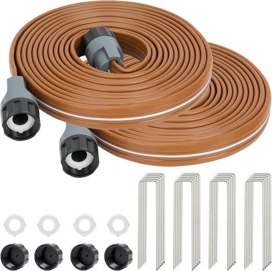 LINEX Sprinkler Soaker Hose 20 ft 2 pack for Garden, Watering Hose with Holes, High-Efficiency Sprinklers System for Lawn and Garden with Staples