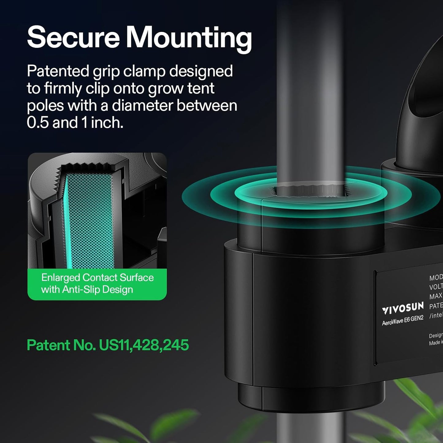 VIVOSUN 2-Pack AeroWave E6 Gen2, Grow Tent Clip Fan 6”, EC Motor, Smart Control, Powerful Oscillating Fan, Local Timer, Weatherproof IP54, for Hydroponics Circulation Cooling, Black