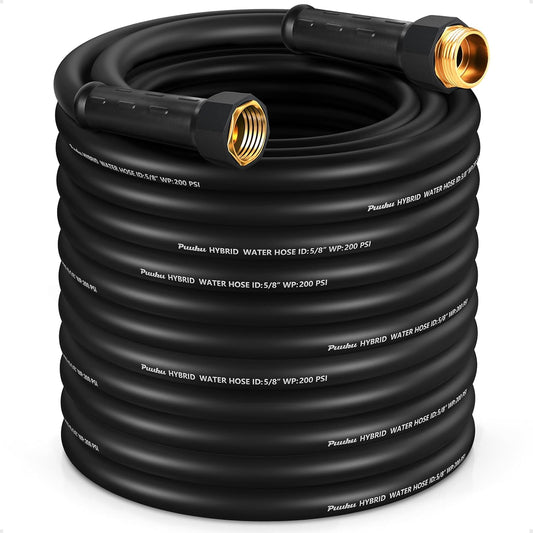 Garden Hose 100ft x 5/8", NON-EXPANDABLE Heavy Duty Premium Flexible Water Hose, No Kink, Leakproof, Lightweight Hybrid Hose with Male to Female Fittings for Household、Backyard