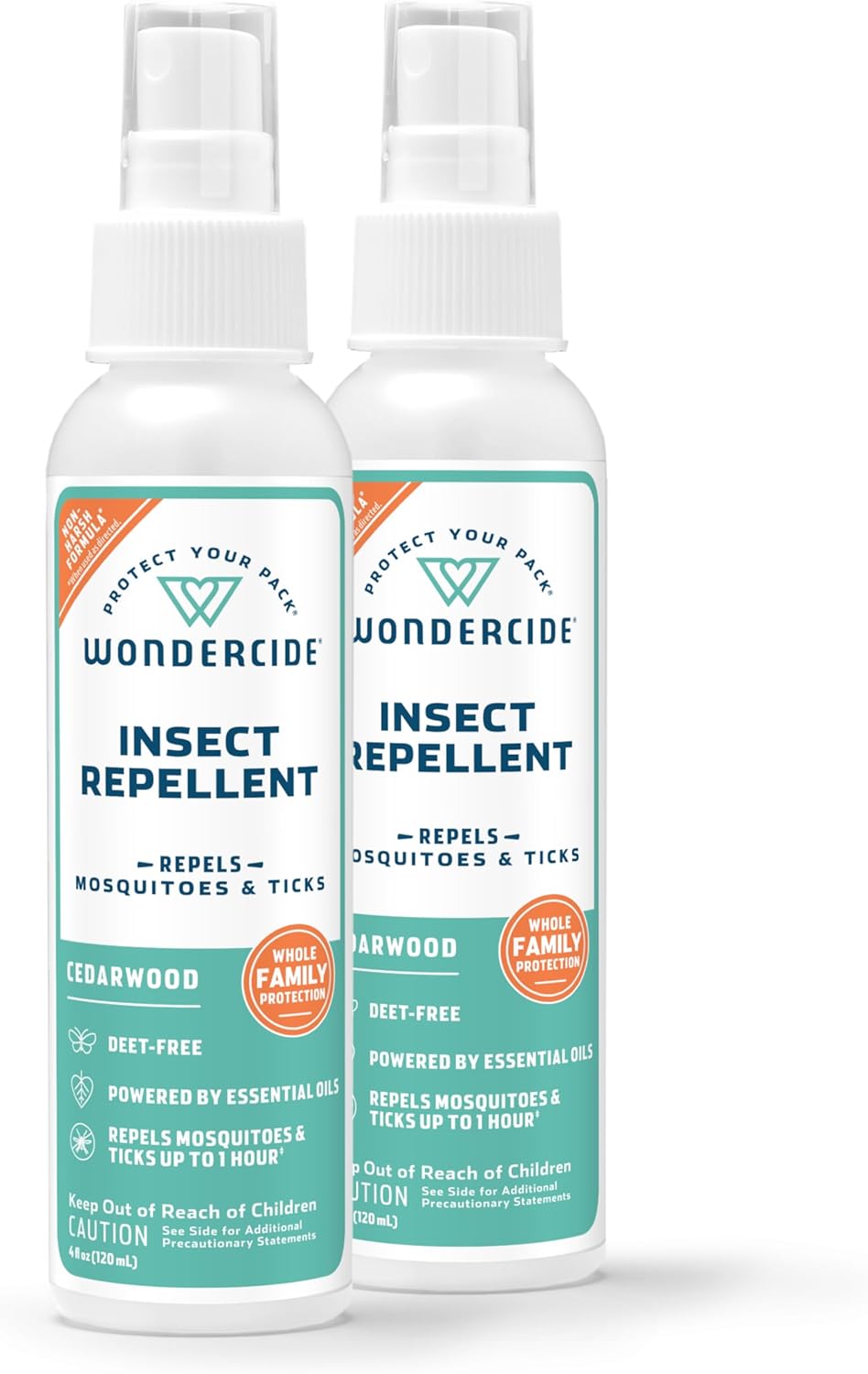 Wondercide - Mosquito, Tick, and Insect Repellent with Natural Essential Oils - DEET-Free Bug Spray and Killer - Safe for Family - Cedarwood 2-Pack of 4 oz Bottle