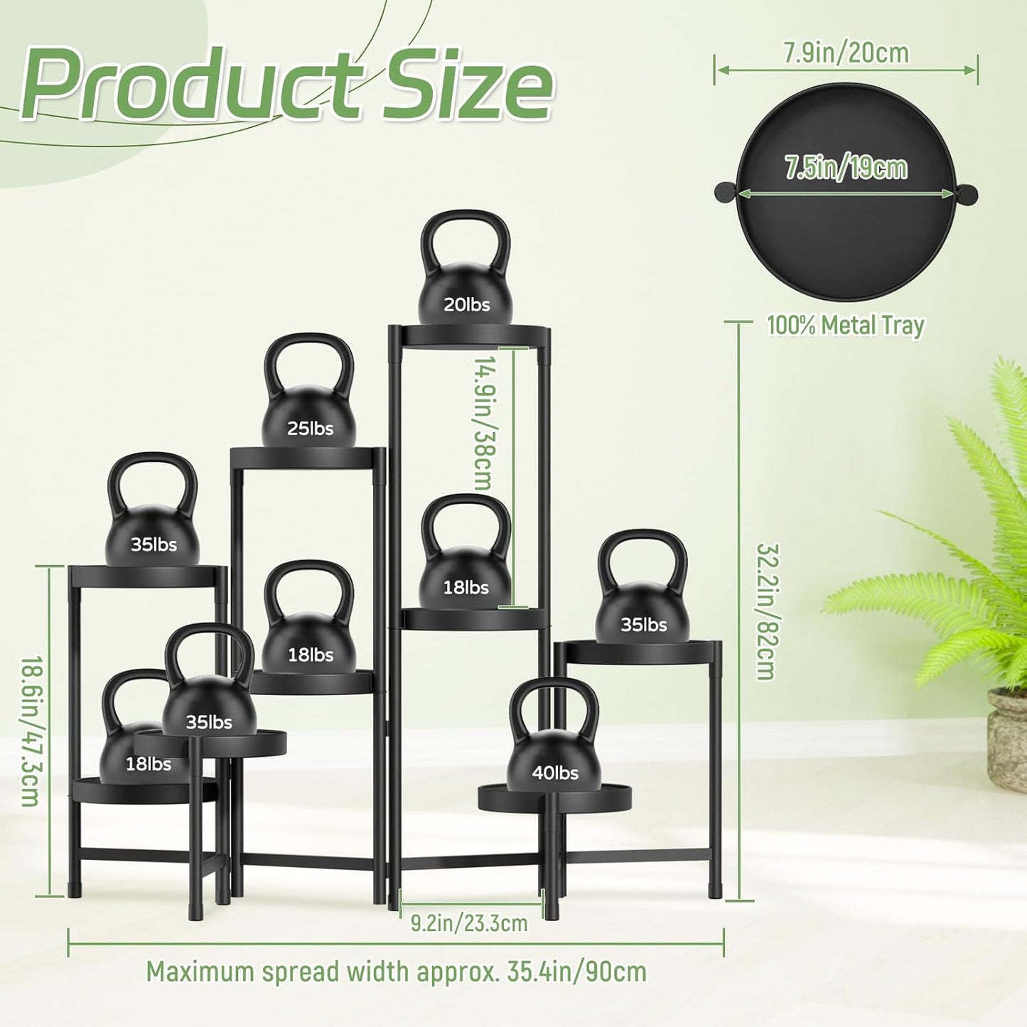 iDavosic.ly Plant Stand Indoor Outdoor, 9 Tier Corner Metal Flower Display Holder Shelf, Folding Tall Orchid Rack for Patio Balcony Porch Garden Living Room House, Black