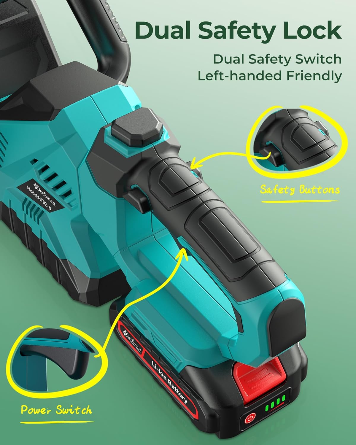 20'' Hedge Trimmer Cordless with Battery, Electric Handheld Bush Clipper with 2 Pack Rechargeable Batteries, 3000RPM 180° Rotatable Head, 2/3'' Blade Gap