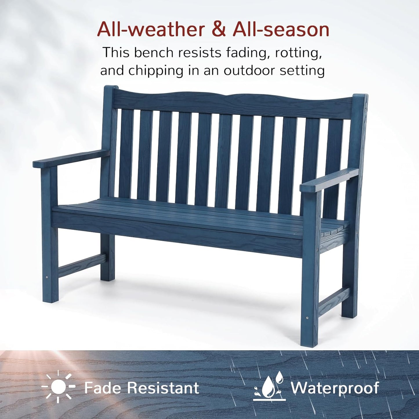 Stoog Outdoor Chairs & Bench Set, All-Weather Patio Furniture Set, Include 2 Patio Chairs and 1 Bench, Blue