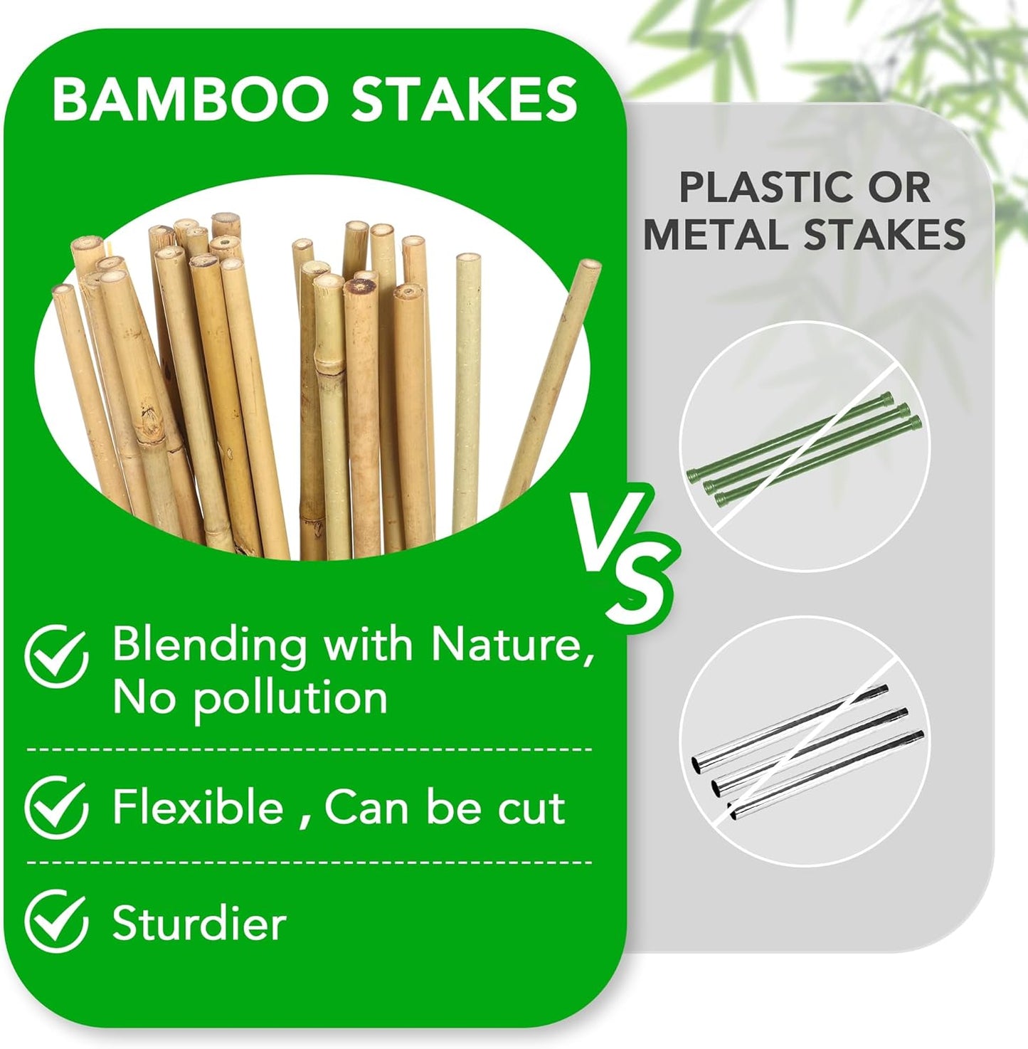 SWANGSA 45 Pack Bamboo Stakes for Plant 6 Feet, Bamboo Sticks for Garden Plant Support Stakes Poles for Tomatoes, Beans, Flowers, Potted Plants, Indoor and Outdoor Climbing Plants