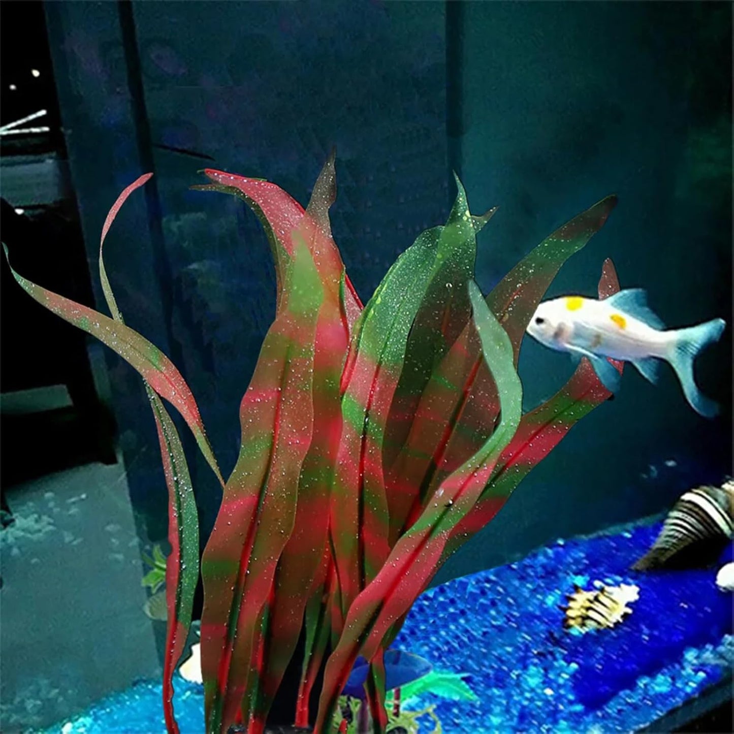 3Pcs Soft Silicone Aquarium Plants Set Glowing Kelp Fish Tank Plants Decor Artificial Red Aquarium Plant Simulation Artificial Water Grass for Fish Tank,7.08in9.84in16.9in