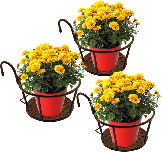 Hanging Rail Planter Baskets Gardening Wrought Iron Hanging Flower Baskets for Home Balconies, Iron Products for Home Grown Plants (Champagne)