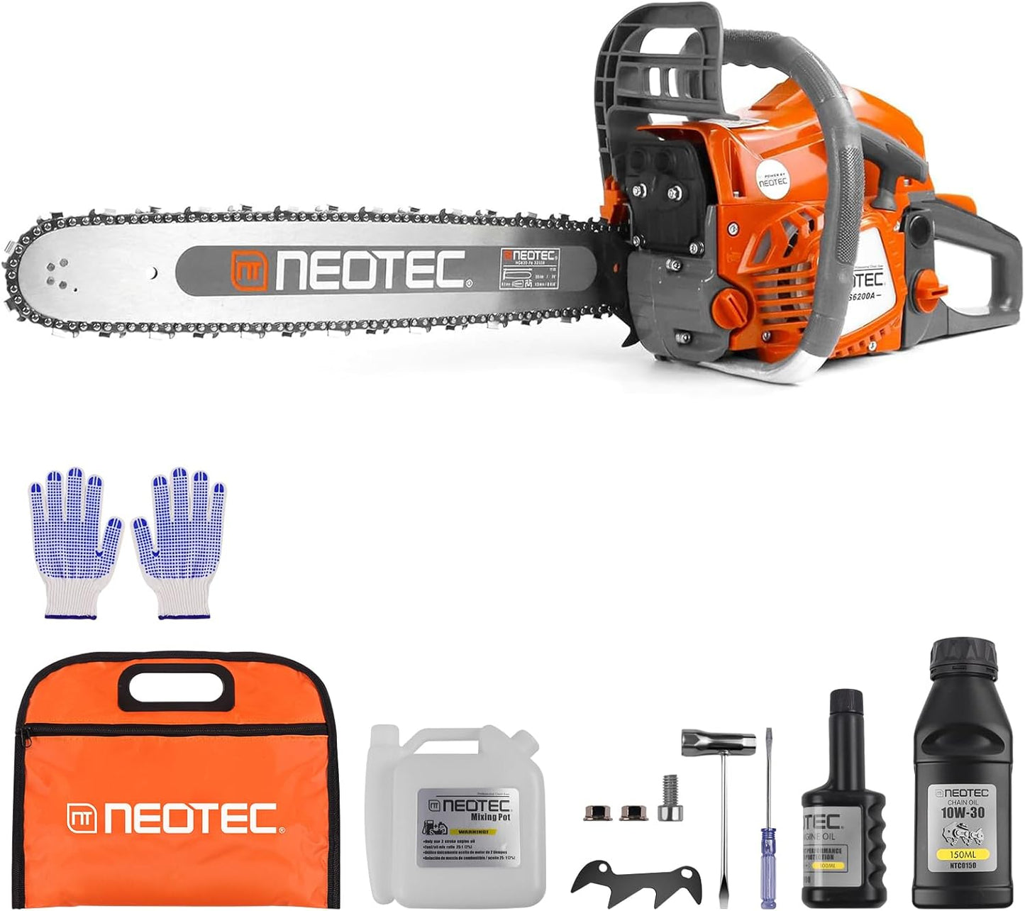 62CC 2-Cycle Gas Powered Chainsaw, 20 Inch Handheld Cordless Petrol Gas Chainsaw for Backyard Storm Cleanup Tree Wood Firewood Cutting