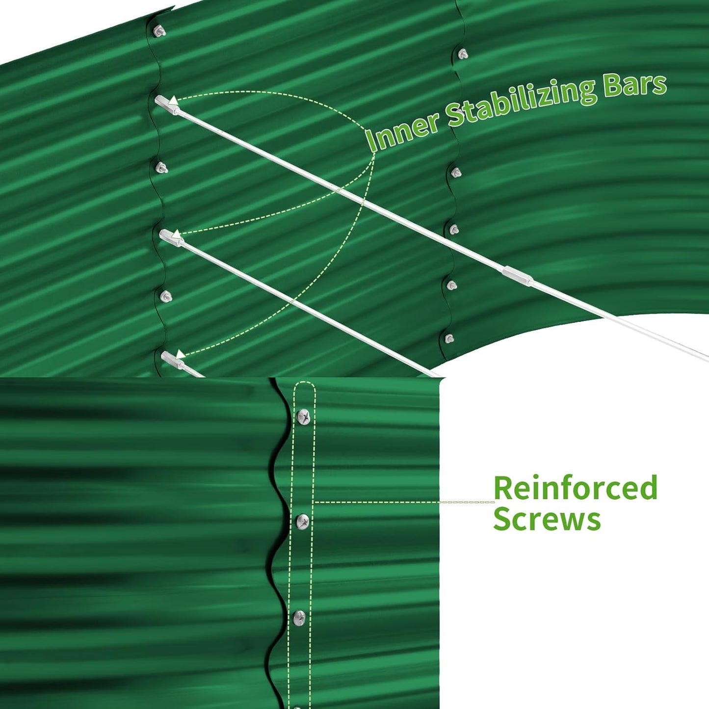 Land Guard 8x4x3ft Oval Galvanized Raised Garden Beds, Large-Capacity Metal Planter Box Outdoor, Durable Deep Raised Garden Bed 3ft Tall, Raised Beds for Gardening Vegetables, Forest Green