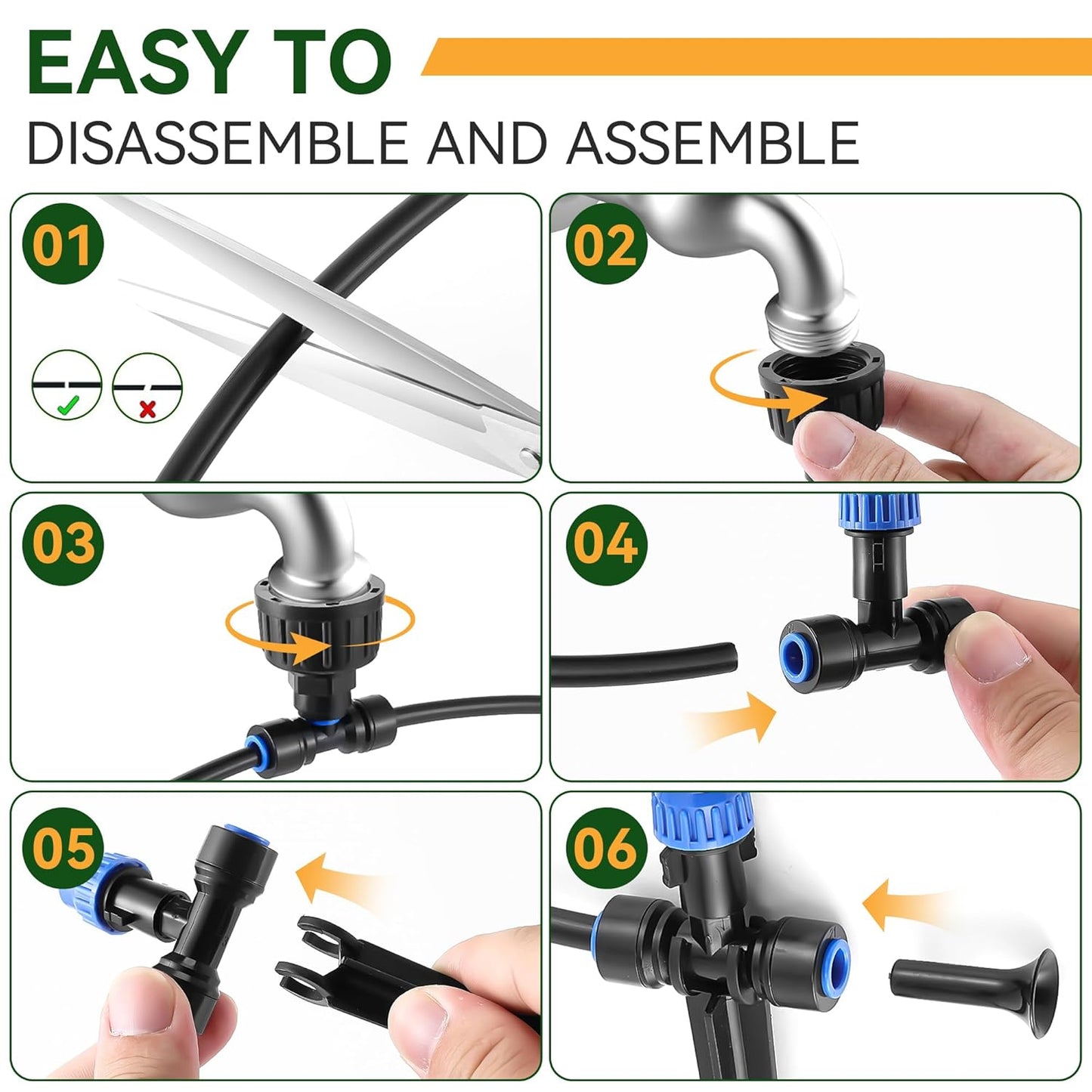 Meonum 65FT Garden Watering System, Quick Connector Drip Irrigation Kit, Hanging Plant Misting System Kit for Greenhouse, Yard, Lawn, Raised Bed with 1/4 inch Blank Tubing and Accessories (2 Pack)