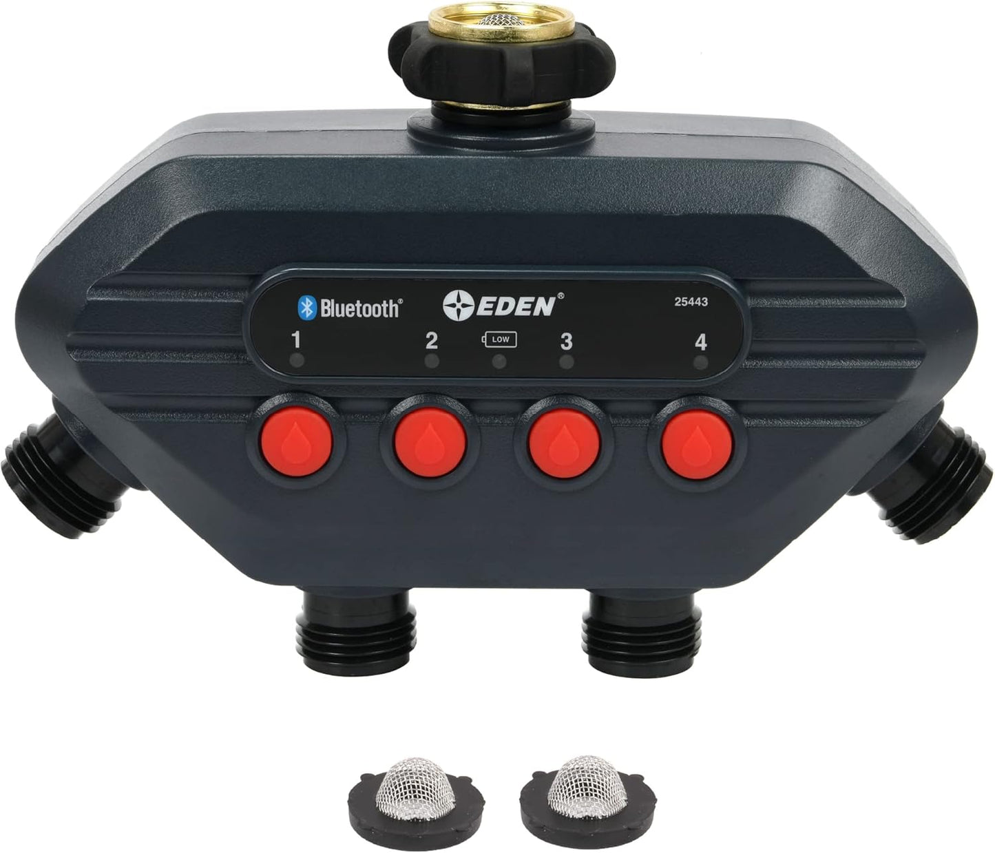 Eden 93443 4-Zone Bluetooth Water Timer |, Stainless Steel Washers Charcoal Gray